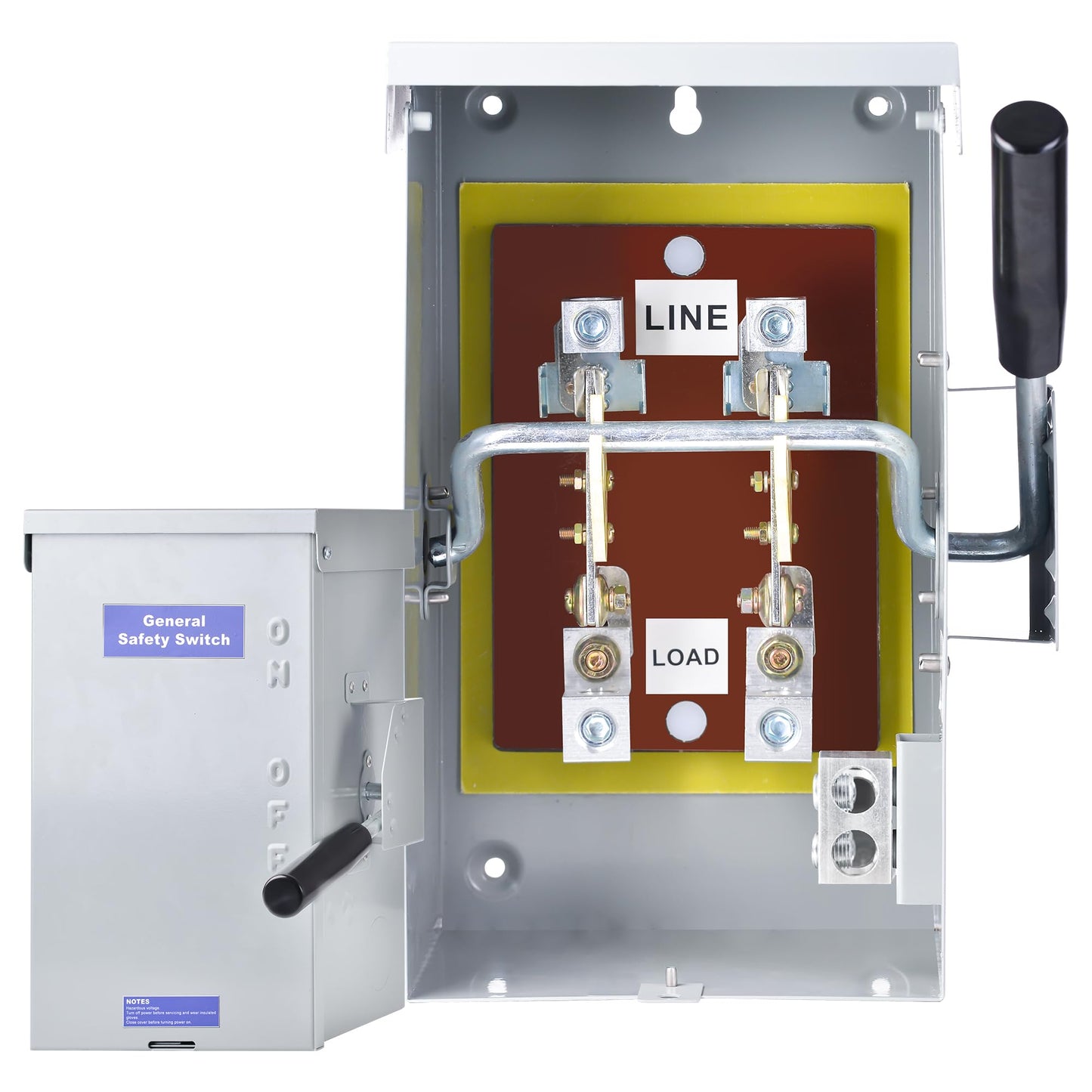 100 Amp Disconnect Switch Box, 120/240V 2 Pole Heavy Duty Safety Switch with Ground, Multi-Safety Protection Design, Non-Fusible, Galvanized Steel Enclosure, NEMA 3R Standards for Indoor and Outdoor
