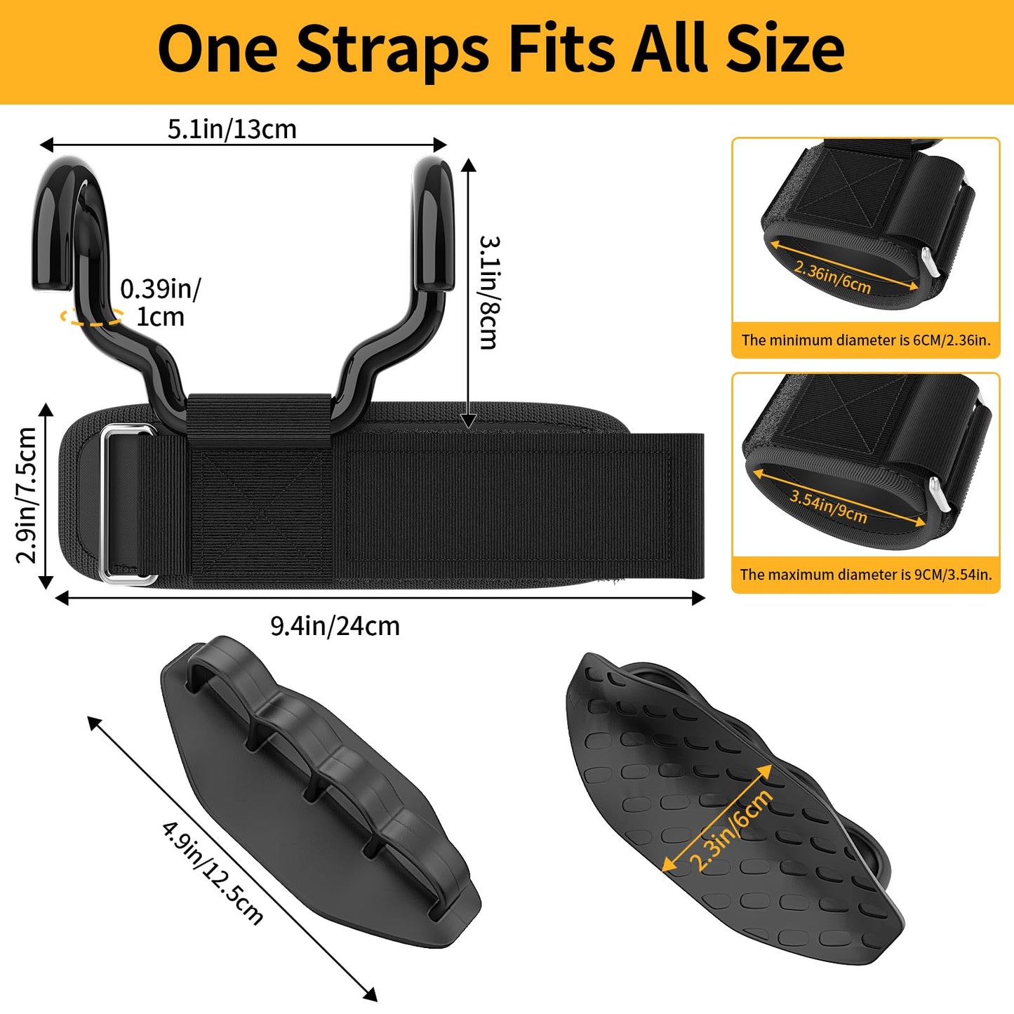GPANDAG [Upgraded Wider] Weight Lifting Hooks and Lifting Grips for Men and Women(2 Pair), Lifting Straps Gym Grip for Weightlifting, Deadlifts, Pull-Ups, Strength Training, Wrist Wraps Hooks for Seniors