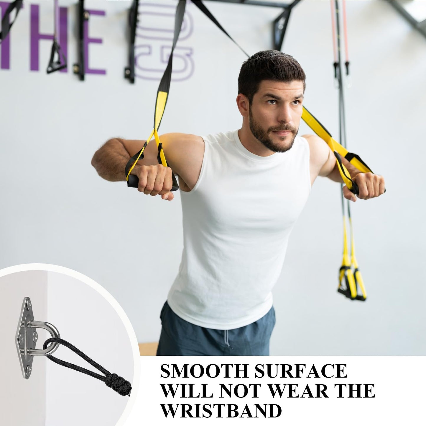 Resistance Band Wall Mount, Exercise Anchors Hooks for Wall, Space Saving Workout Resistance Bands for Beginners, Athletes, Fitness Enthusiasts, Home Gym, Suspension Trainer, Stretching