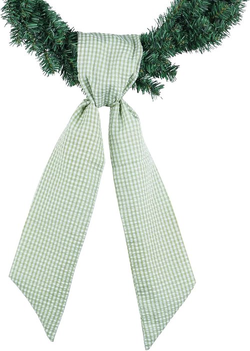 Green & White Gingham Wreath Sash by [Brand Name] - 5.12" Wide x 54.33" Long | Perfect for St. Patrick's Day & Spring Decor