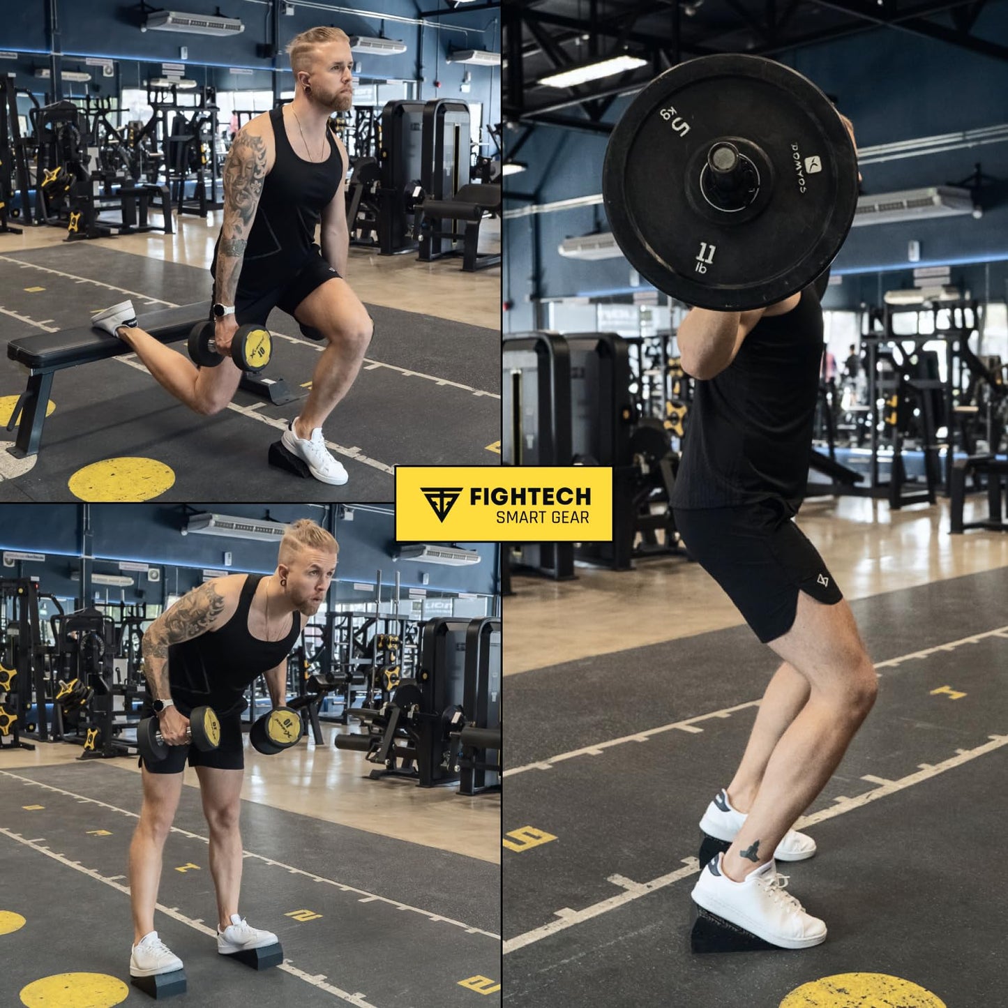 Natural Rubber Squat Wedge Block for Elevated Heel Squats and Deadlifts - 4 PCS - Improve Mobility, Balance, and Strength - 23° Max Incline - Non-Slip, Versatile Trainer Aid