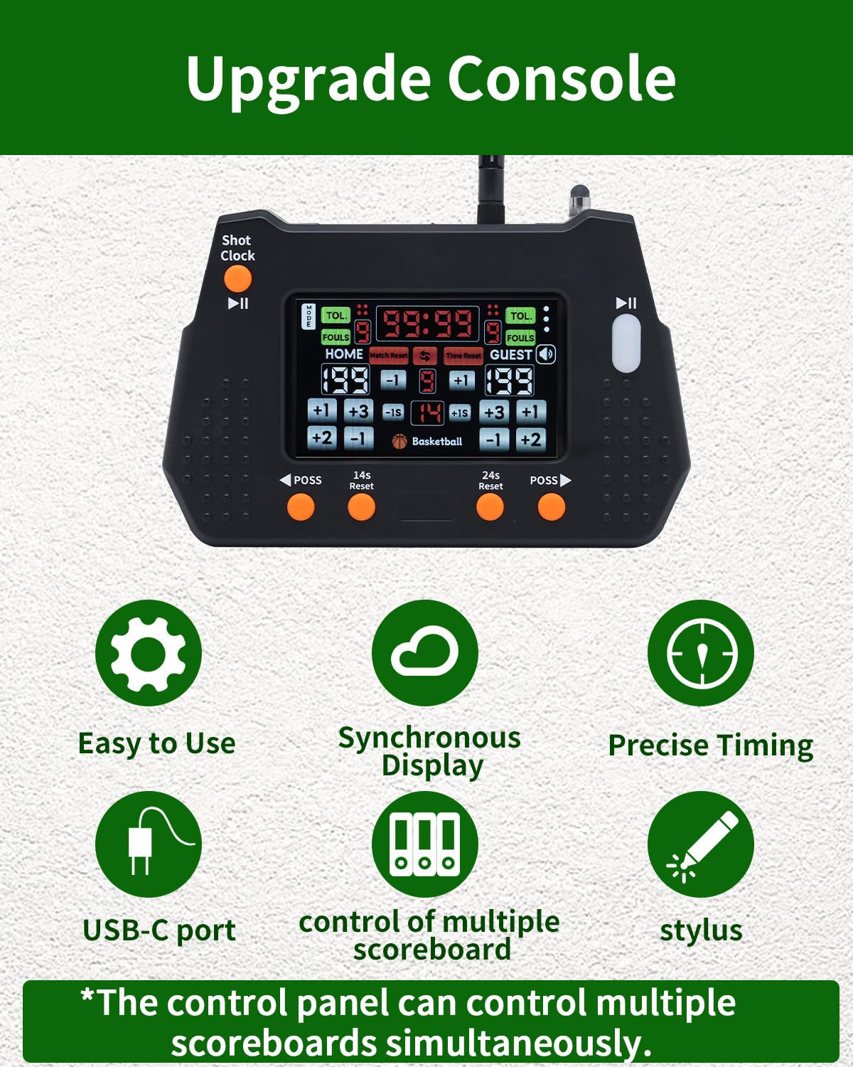 LUCKY TIME Basketball Scoreboard with Shot Clock, 12/14/24/30/25/60 Seconds, Upgraded Thickening Digital Scoreboard with Panel and Remote, Battery Powered Electronic Scoreboard for Indoor Outdoor