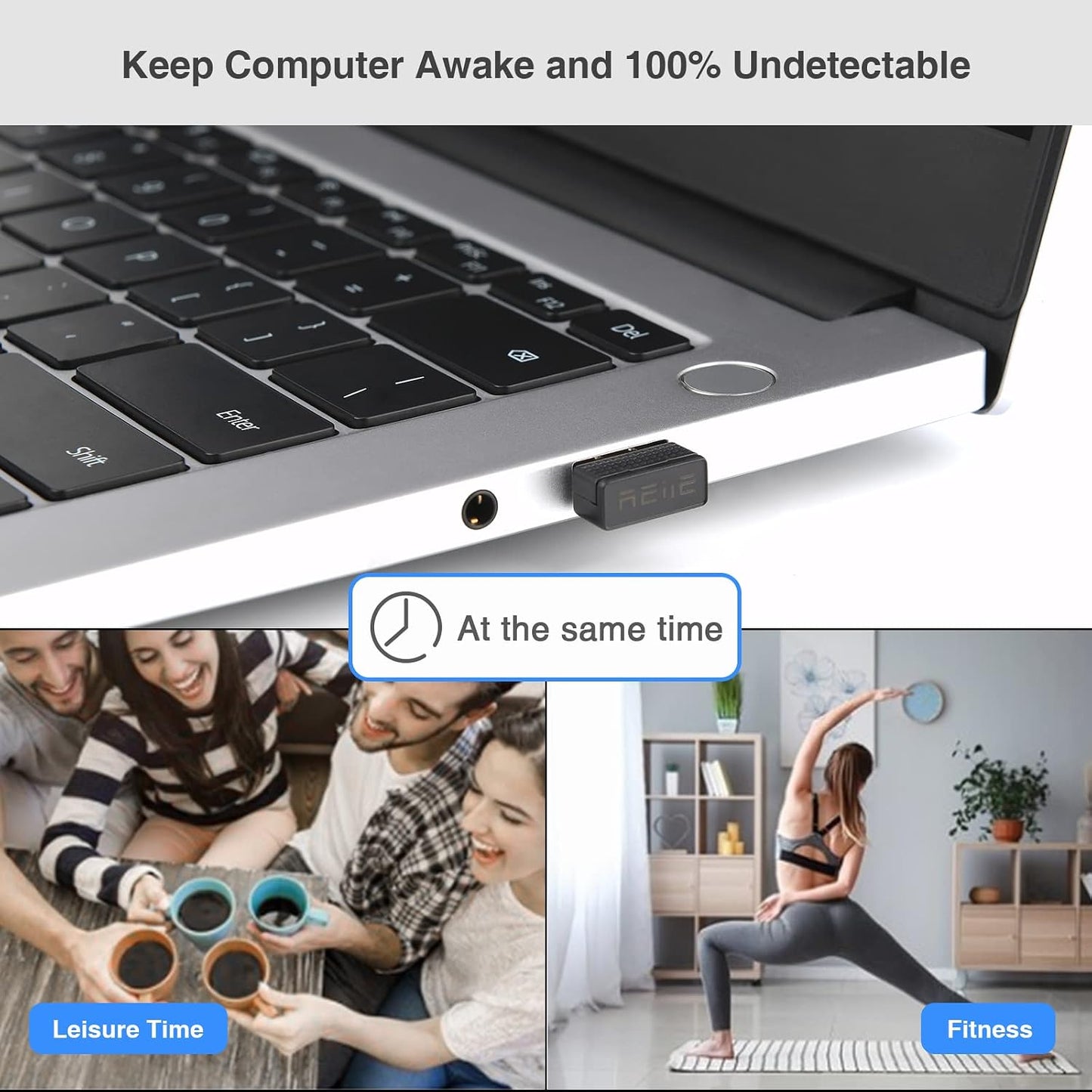 reiie Mouse Jiggler,Undetectable USB Mouse Mover Shaker, Wiggler Keep PC Awaking,Prevent PC Entering Sleep,Simulate