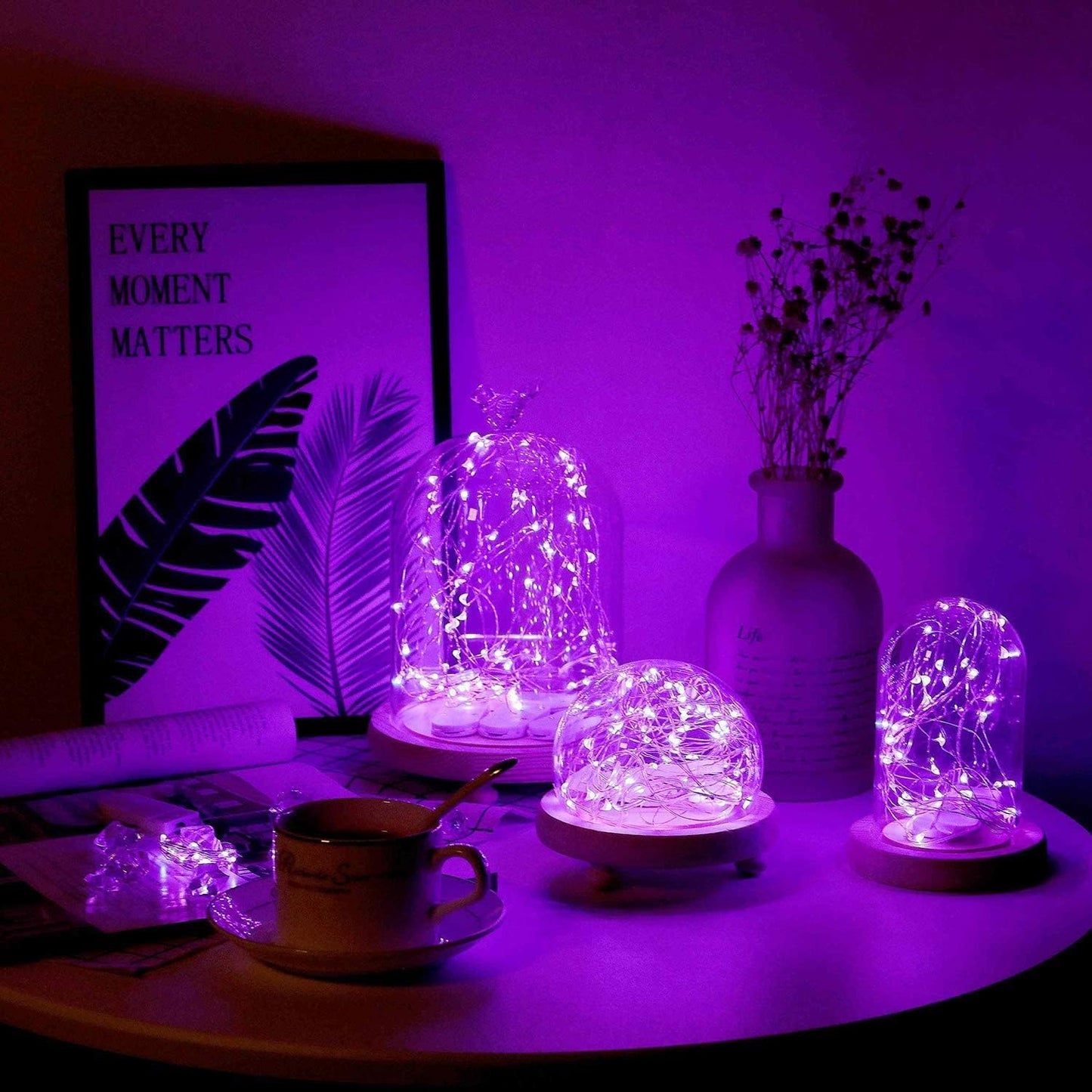 VOOKRY 30 LED Fairy Lights - 10 ft Purple Waterproof String Lights for DIY Weddings & Parties