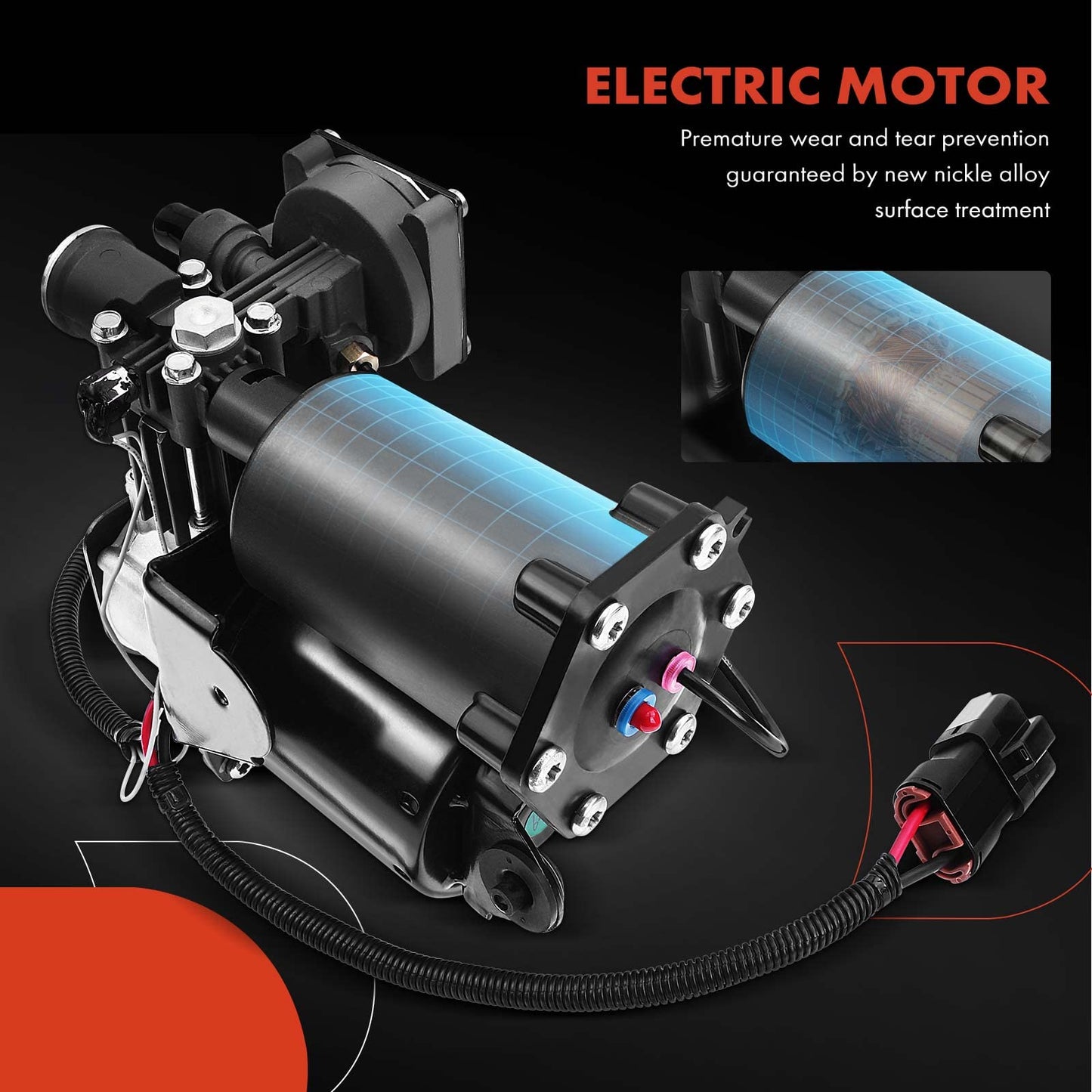 A-Premium Air Suspension Compressor with Bracket Compatible with Infiniti QX56 2004-2013, QX80 2014-2018 & Nissan Armada 2005-2019, Replace# 534001LA4C, 534001LA4A