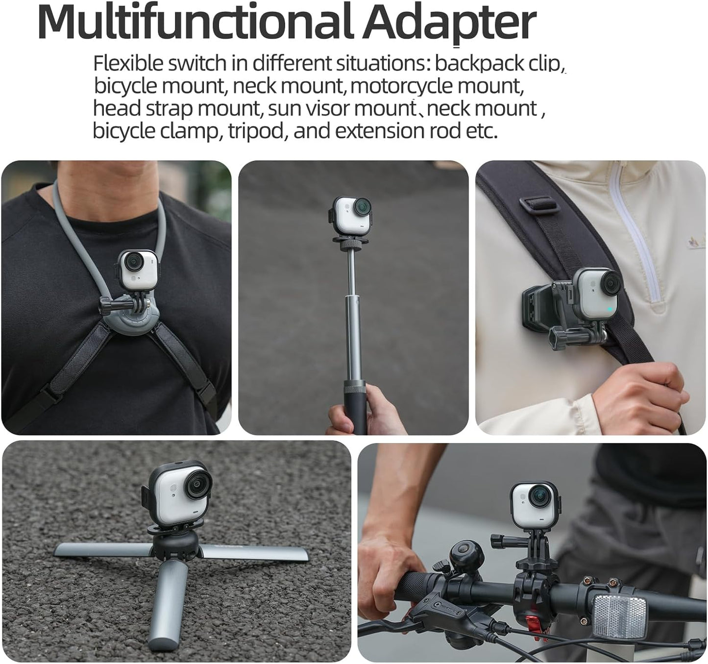Sinyutia Insta360 1/4" Backpack Camera Cage for Go Ultra Accessories, Vertical Horizontal Extension Frame Adapter Mount