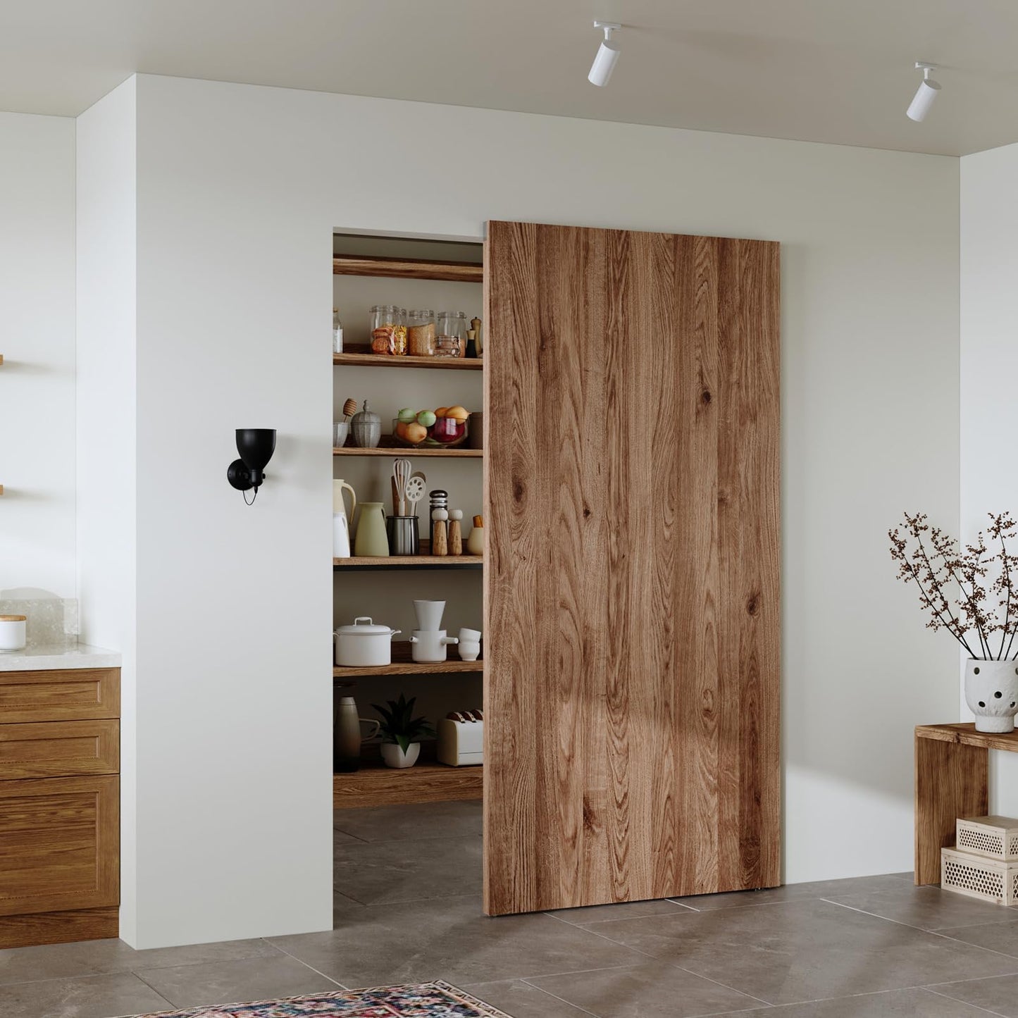 CEAKIAN 42" Concealed Sliding Barn Door Hardware Kit with Soft Close Mechanism for 34in Passage Opening, Hidden Wall Mount for Interior Wooden Door (NO Door)