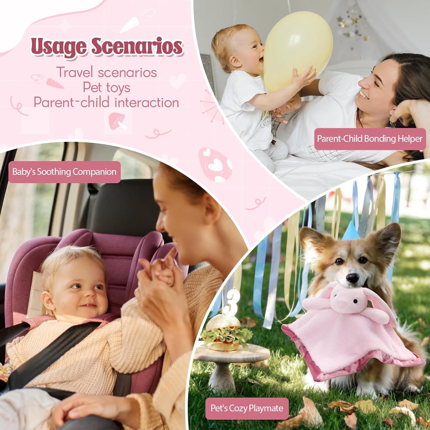 Skiennix Bunny Lovey Security Blanket - Soft 14" Snuggle Toy for Newborns | Perfect Gift for Boys & Girls