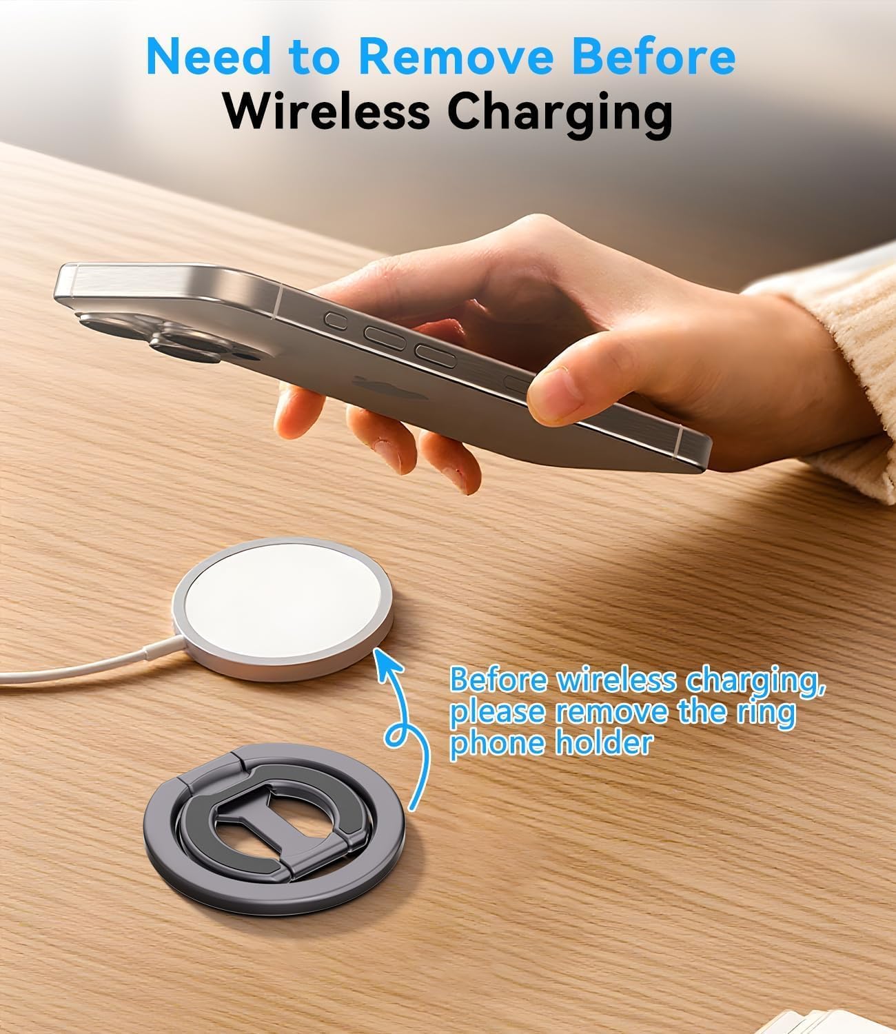 ALAFLY 17/16/15/14/13 Magnetic Ring Holder for MagSafe Dual-Sided, Removable Phone Finger Grip Holder Adjustable