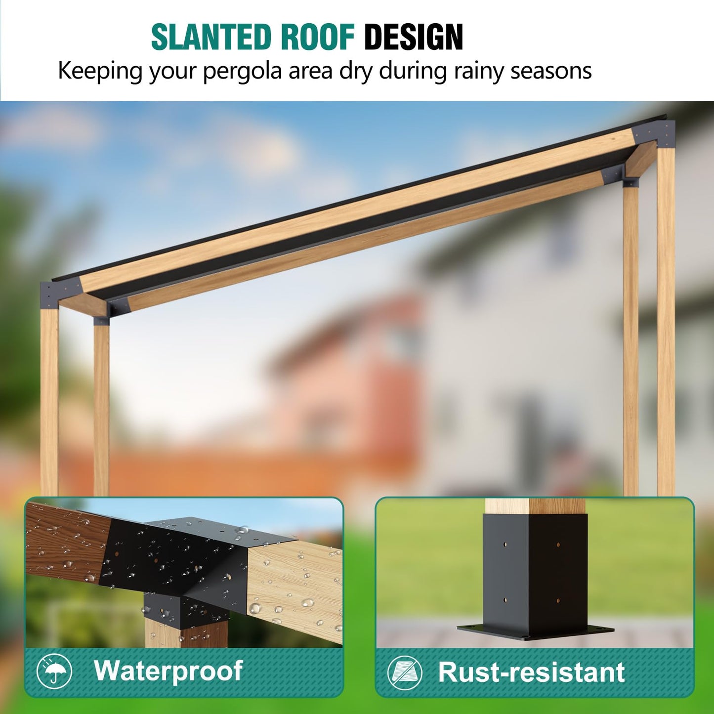 HAYOHRT 15° Pergola Brackets 75° Corner Bracket with Post Base Gazebo Kit for 4x4'' (Actual 3.5x3.5 in) Wooden Beams Lumber Gazebos Patio Pergola Sheds