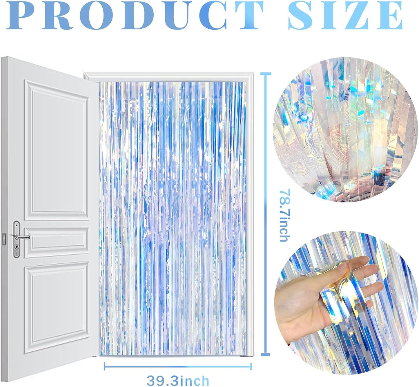 Skiennix 2 Pack Foil Curtain Backdrop - Iridescent Metallic Tinsel Fringe for Parties & Events