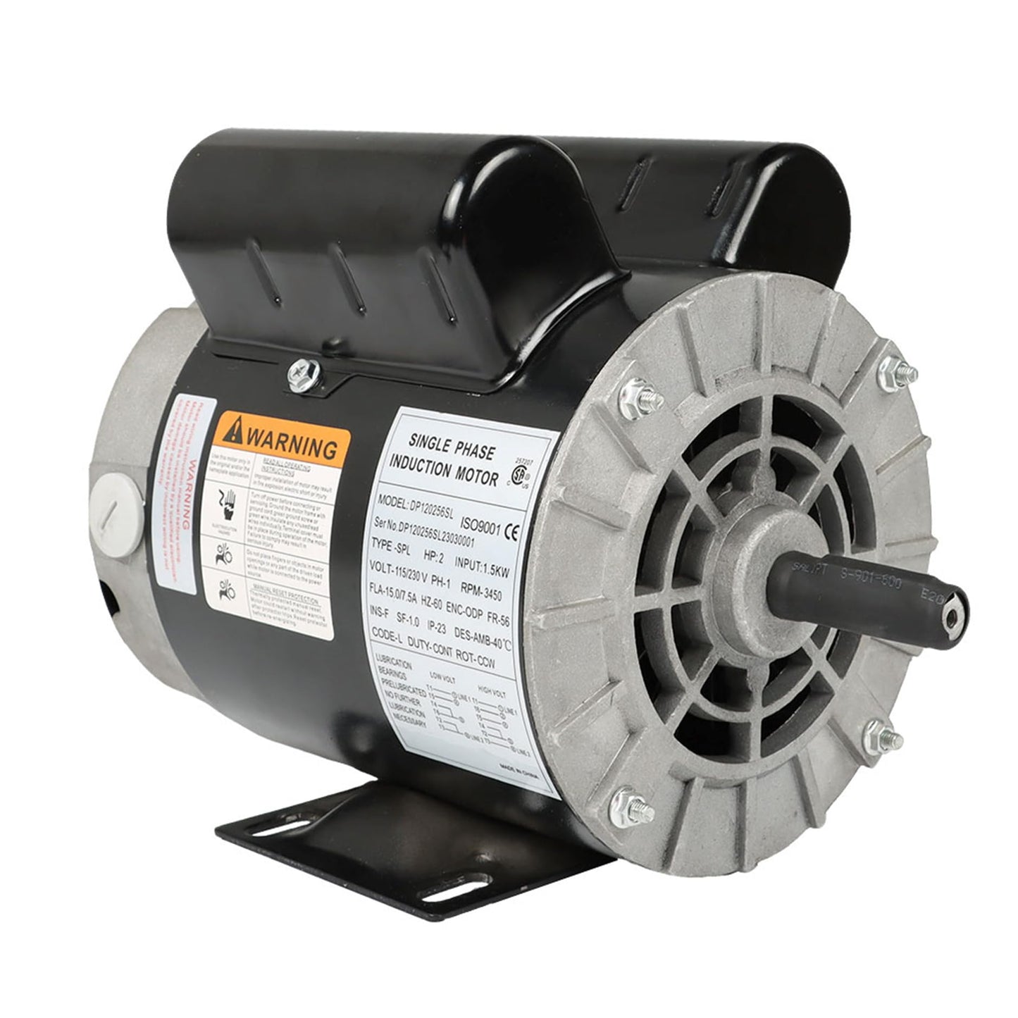 Air Compressor Motor 2 HP SPL Motor 56 Frame 5/8 Inch Shaft 120/240V