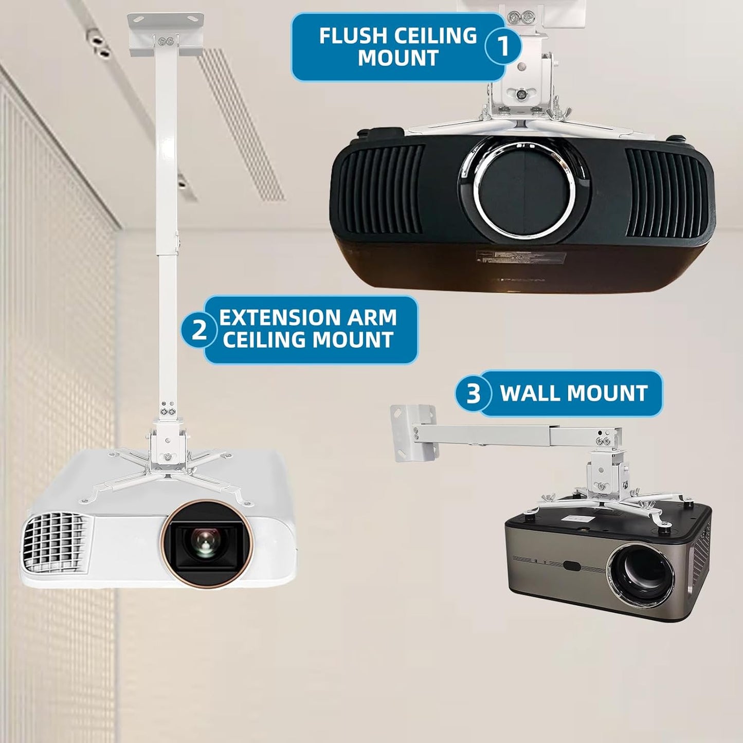 Solarsea 25.5-inch Ceiling Projector Mount, Universal Height Adjustable with Expansion Arm, Suitable for Home