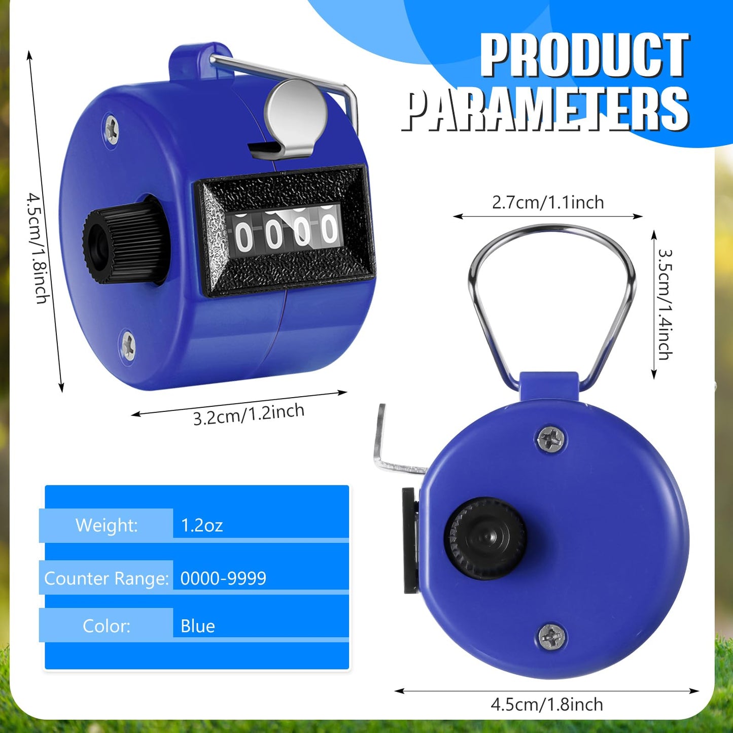 TOODOO 6 Pack Hand Tally Counter 4 Digit Mechanical Palm Clicker Plastic Hand Held Counter Clicker with Metal Finger Ring for School Golf Sports Events Office Stadium(Blue)