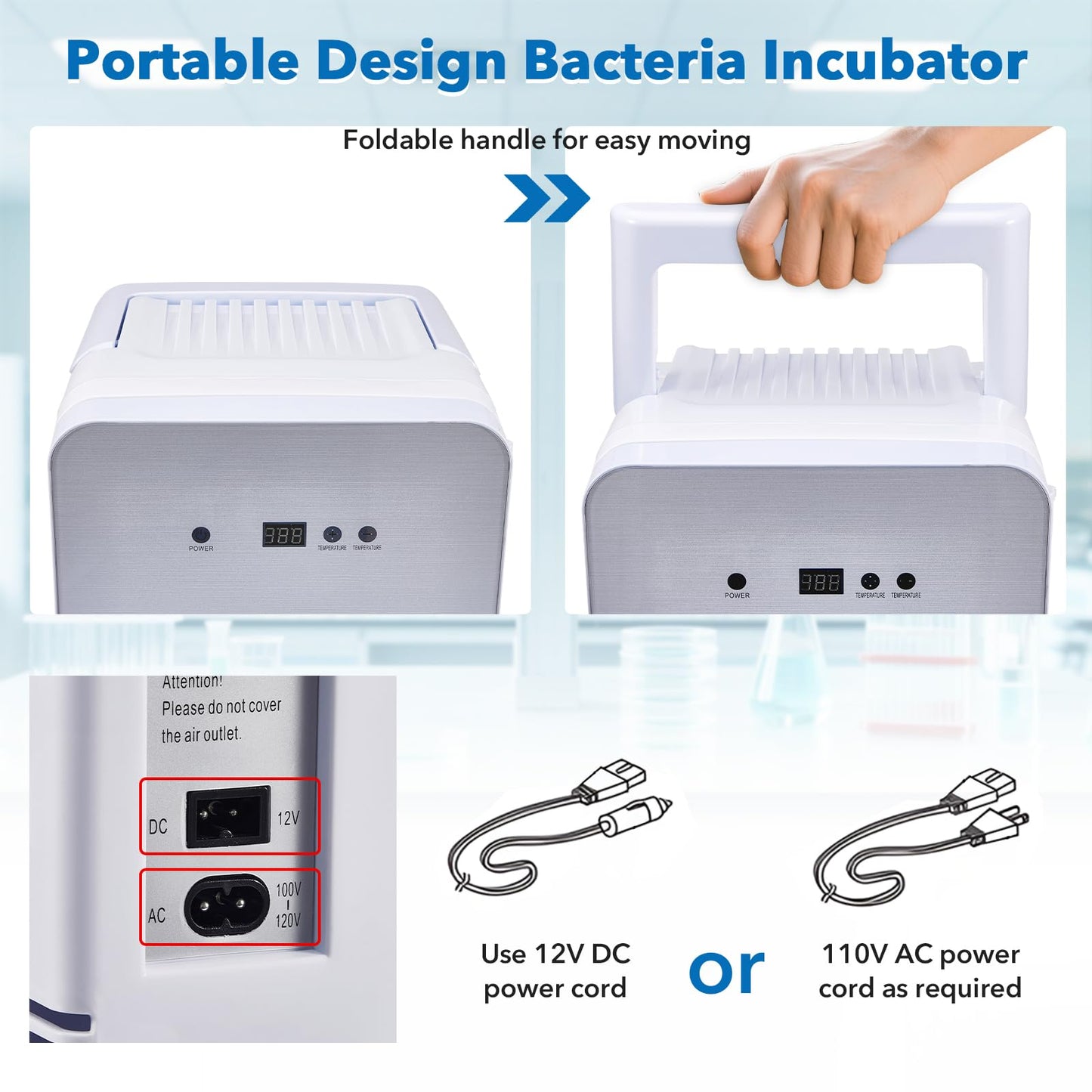 ScitoLAB 10L Incubator, 35-148℉ Bacteria Incubator, Thermostatic Cabinet Incubator for Lab General Purpose, Petri Dishes, Seed, 12V/110V