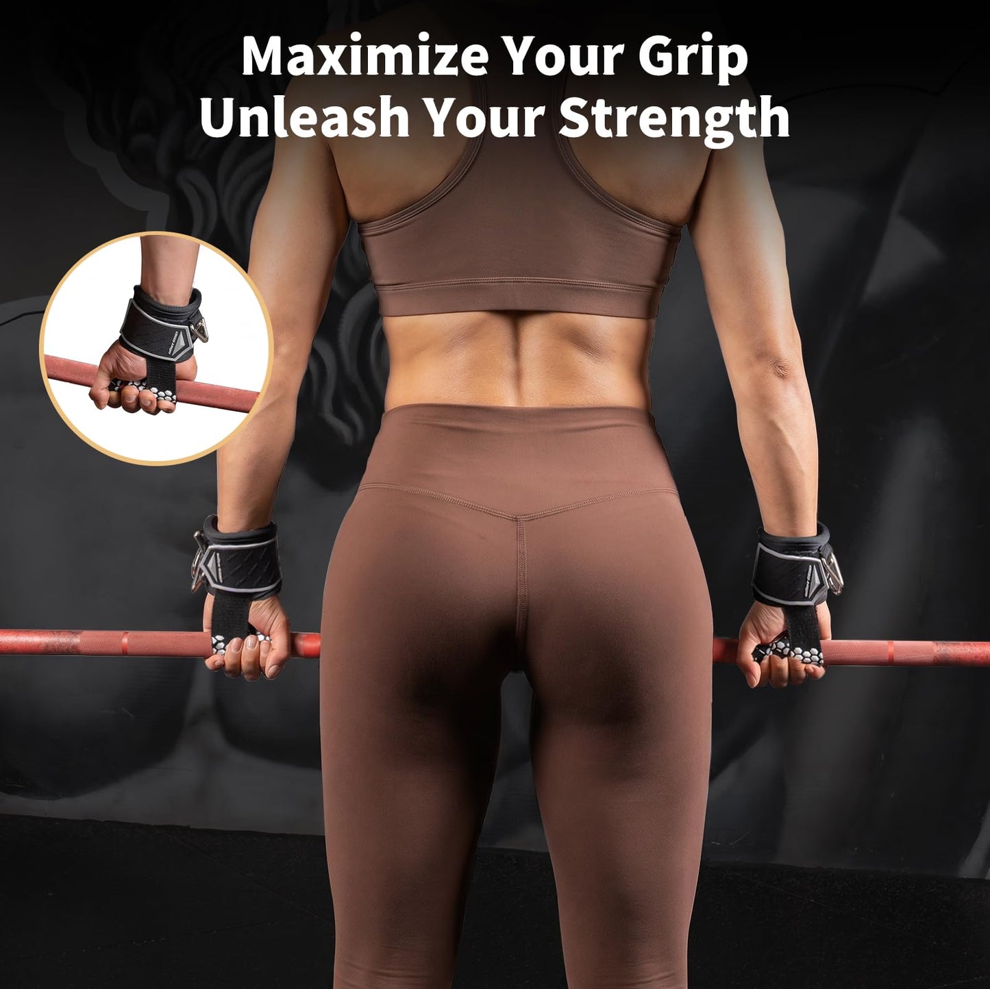 MOST GRIP Drip Glue Non-Slip Wrist Straps for Weightlifting, 2-in-1 Lifting Straps with D Rings for Cable Machine Workout, 10mm Neoprene Padded Wrist Wraps for Weight Lifting Deadlift (All Black, S (5.1-6.7Inch))