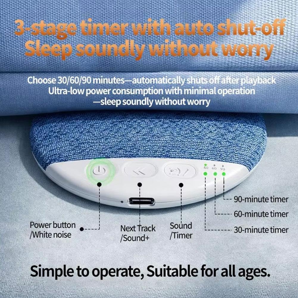 Vimilove 2026 New Sleep Pillow Speaker, Bluetooth Pillow Speaker with White Noise Timer Wireless Sleep Aid with Stereo