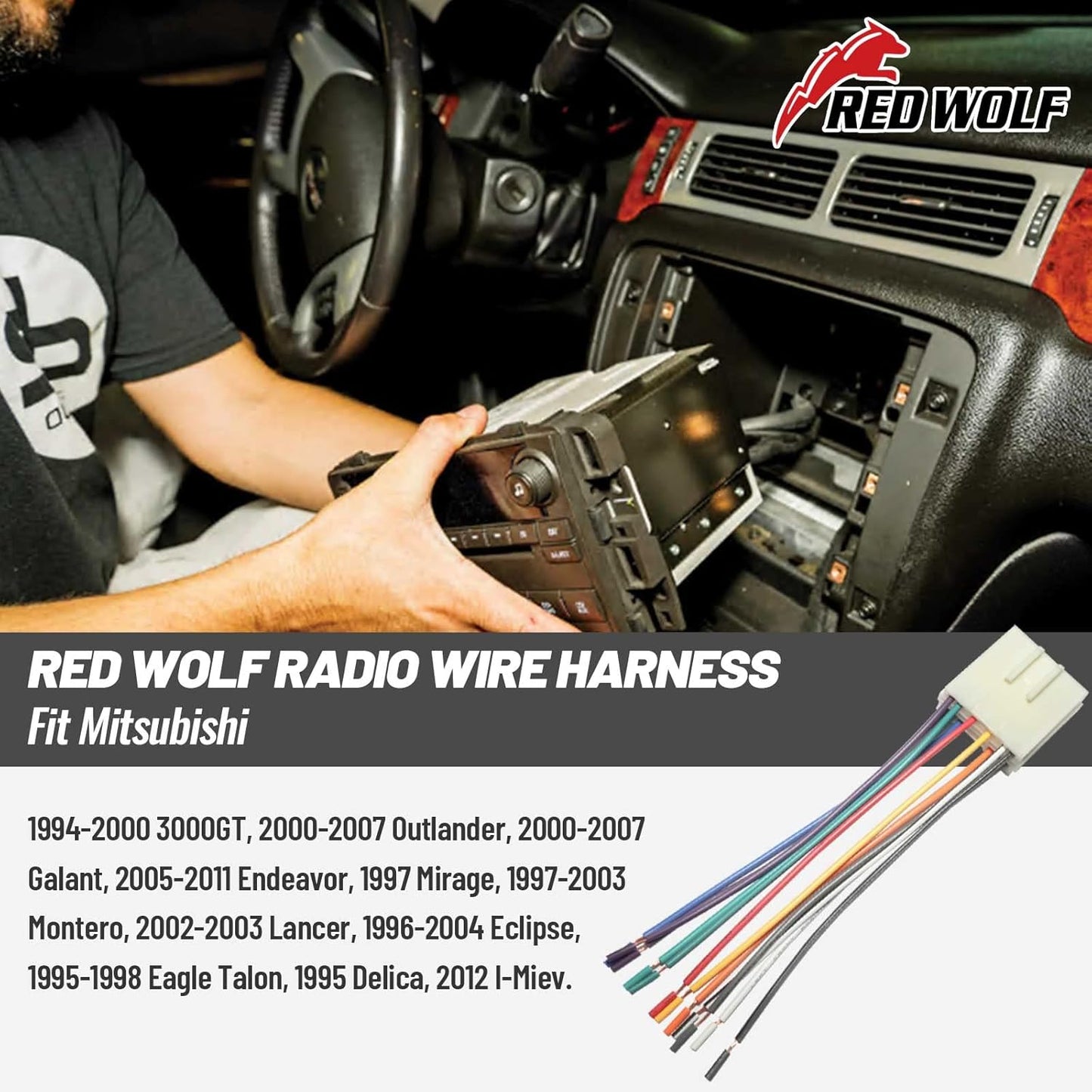 1992-2012 RED WOLF Car Radio Wiring Harness Connector Adapter Aftermarket Stereo Install Adaptor Compatible
