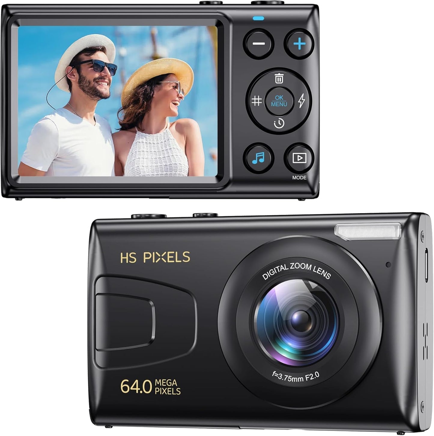 KANORLEEY 4K Cards-64MP YouTube,2.8" Focus,18X Zoom,10 Digital Camera Without SD Vlogging Camera for IPS Screen,Auto