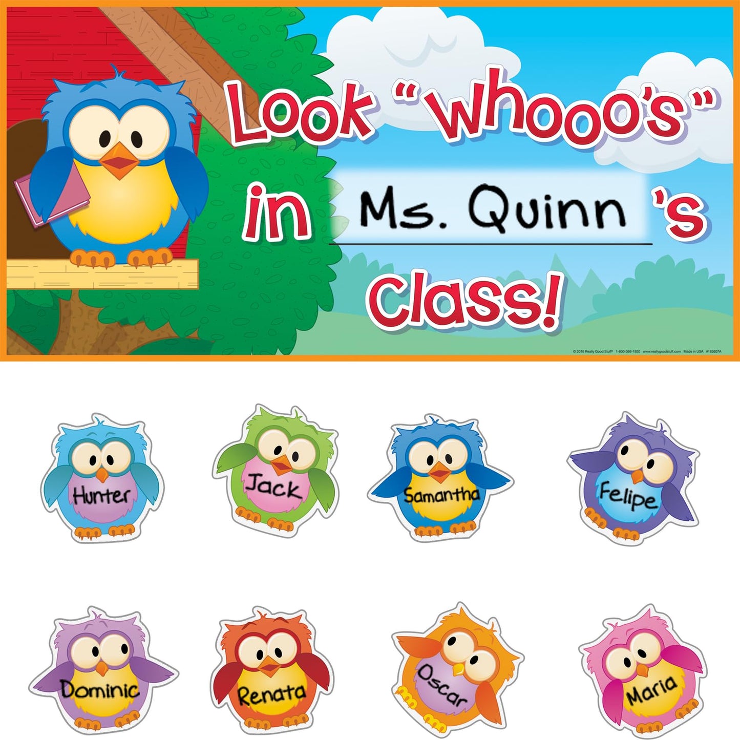 Really Good Stuff EZ Stick Owl Friends Door Sign and Student Name Pieces