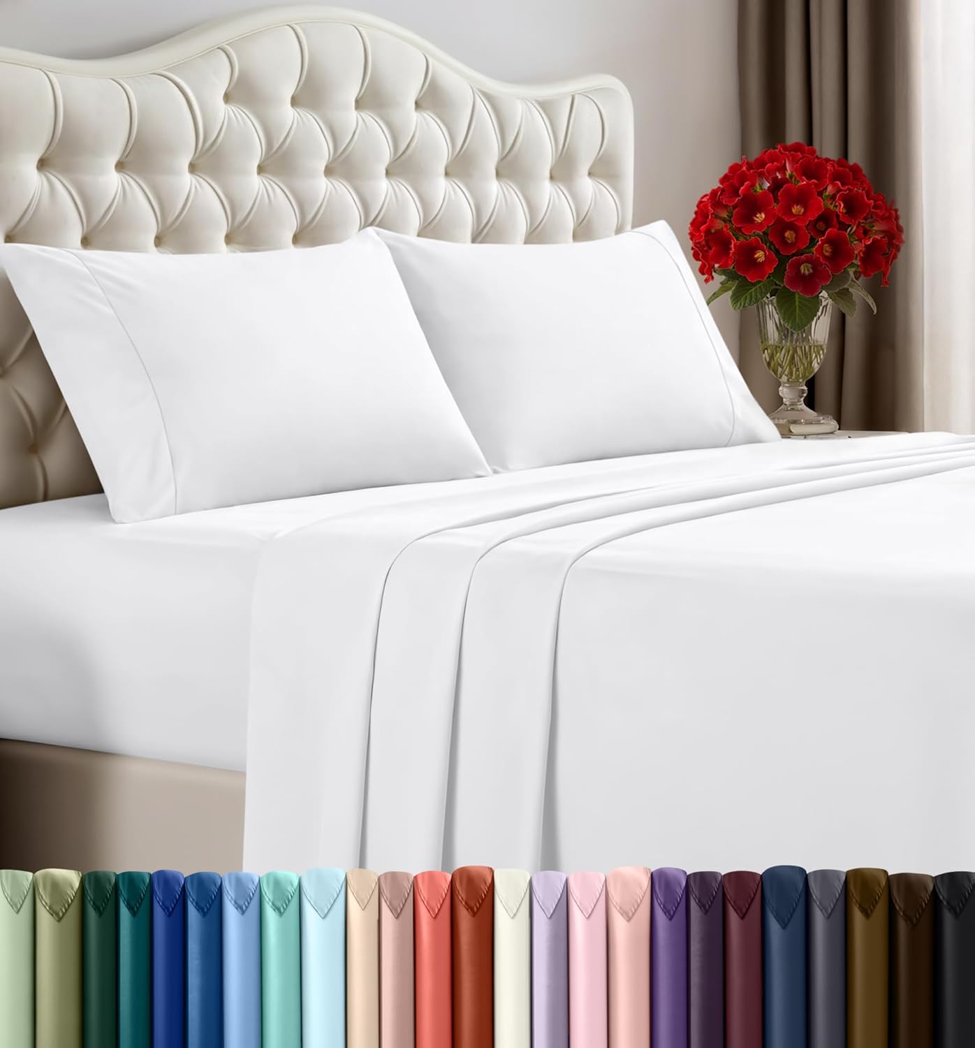 Utopia Bedding Queen Bed Sheet Set - Soft Brushed Microfiber | 4-Piece, Fade & Shrinkage Resistant, White