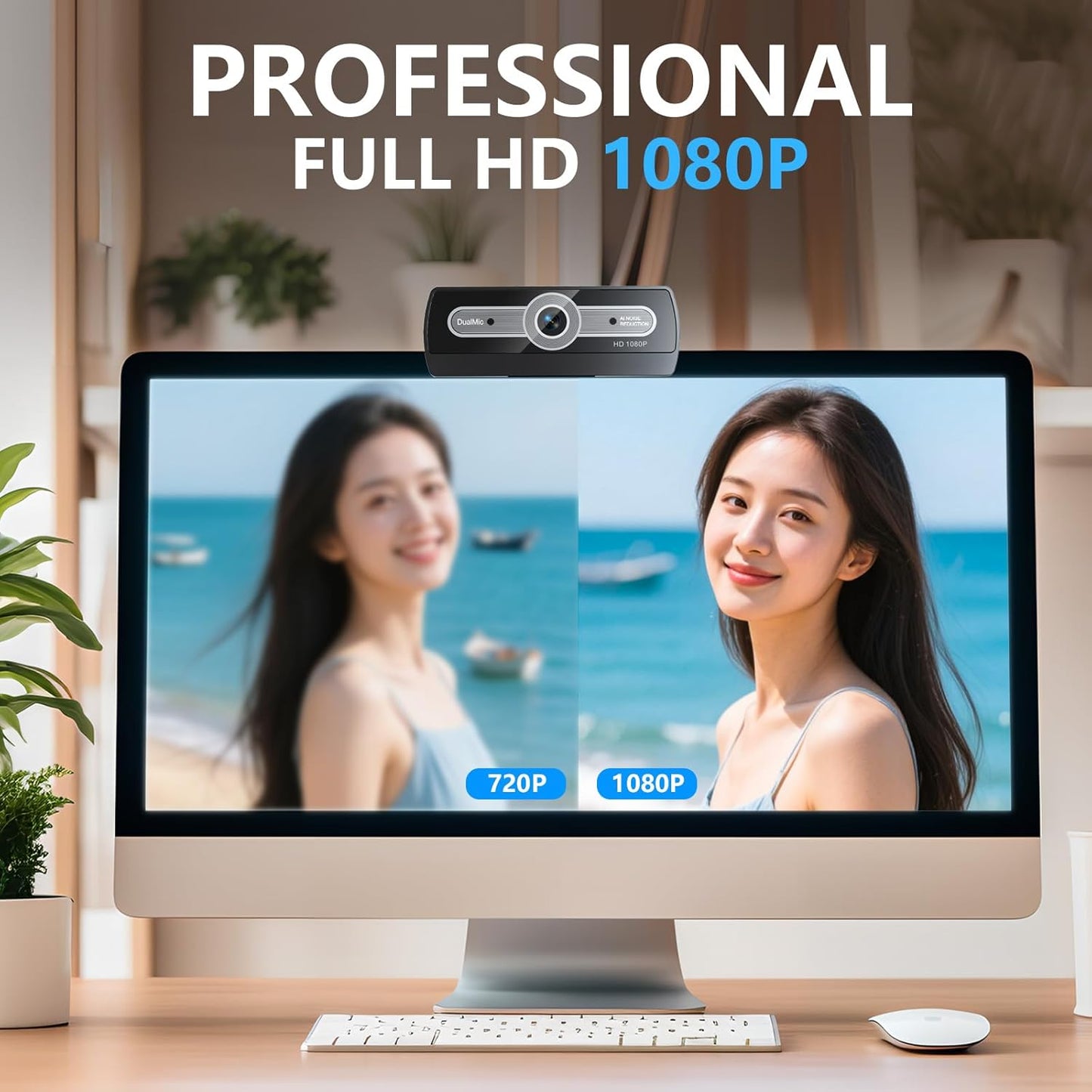 XOCLON 1080p HD Webcam with Microphone, USB Plug & Play Computer Web Camera, Streaming Camera, Noise Cancelling, Auto