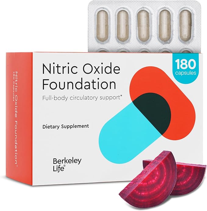 Berkeley Life Nitric Oxide Foundation, Full-Body Circulatory Support - Nitric Oxide Supplements for Men & Women - Beet Root Powder Supports Healthy Blood Pressure, Heart & Cardiovascular Health