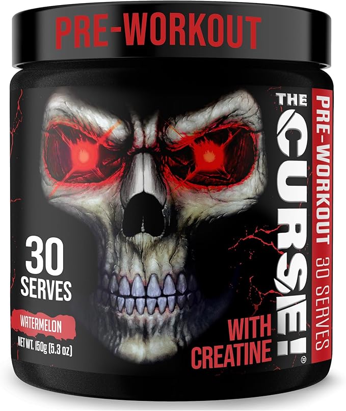 JNX SPORTS The Curse! Pre Workout Powder for Men & Women, Caffeine, Beta-Alanine, Creatine, L-Citrulline, 30 Servings, Watermelon Flavor ??Boost Energy, Strength & Focus
