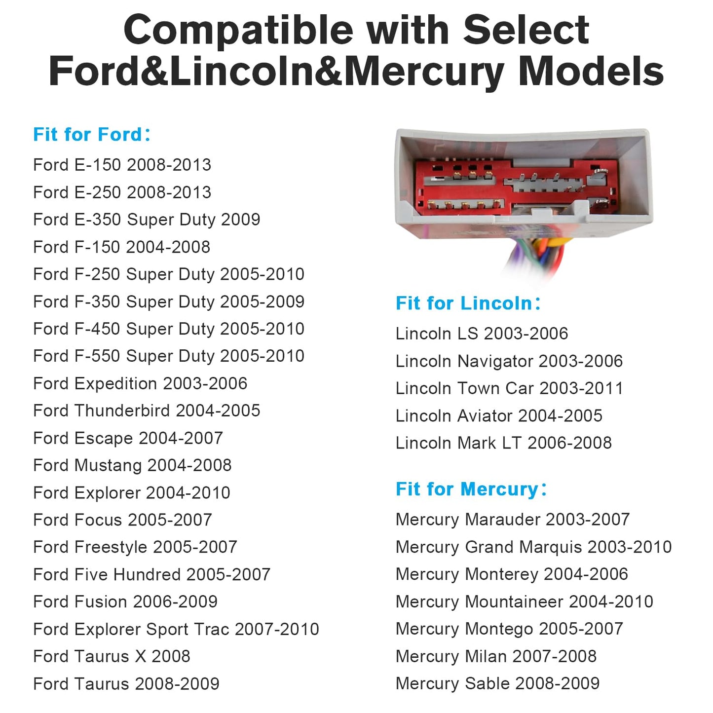 16PIN-24PIN F-150 F-250 F-350 Stereo Wiring Harness Compatible with Ford Expedition Escape Explorer Mustang Lincoln