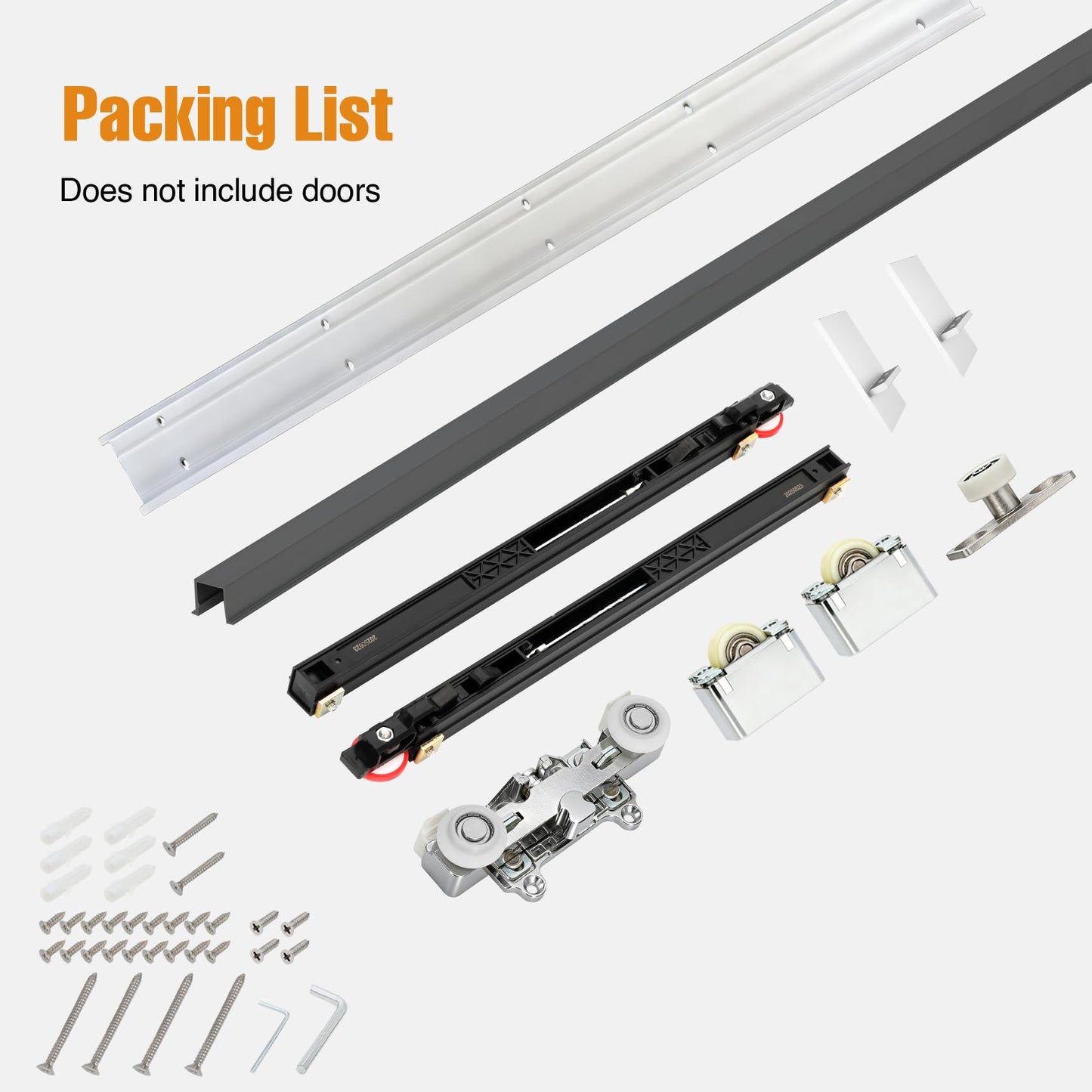 Souyou 36" Concealed Sliding Barn Door Hardware Kit with Soft Close Mechanism - Wall Mount no Floor Track Fits 28"-32" Opening Width Hidden Barn Door Hardware Kit (Door not Included)