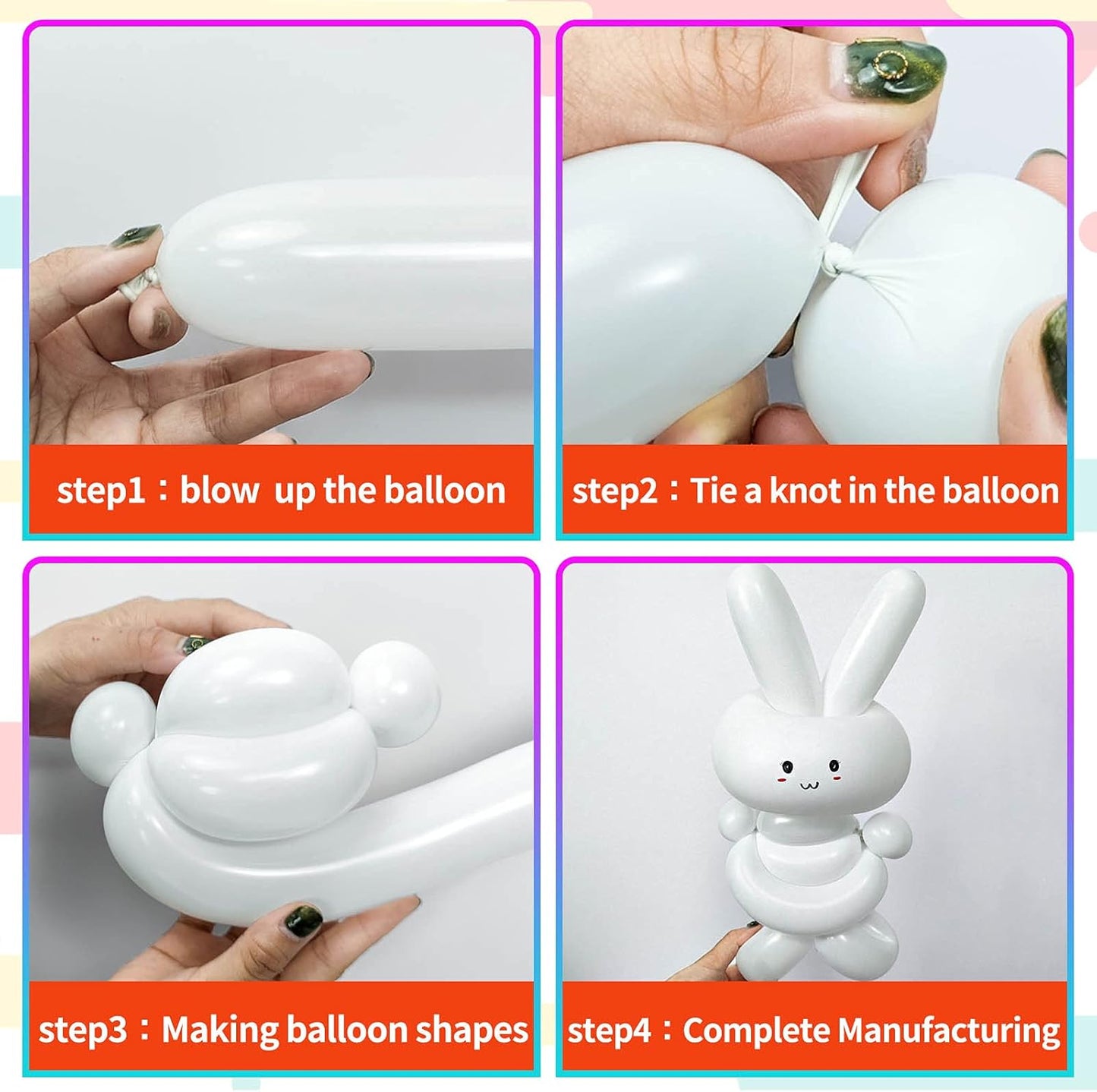 Skiennix 100Pcs Clear 260 Balloons - Premium Long Skinny Latex Balloons for Kids' Party Decorations
