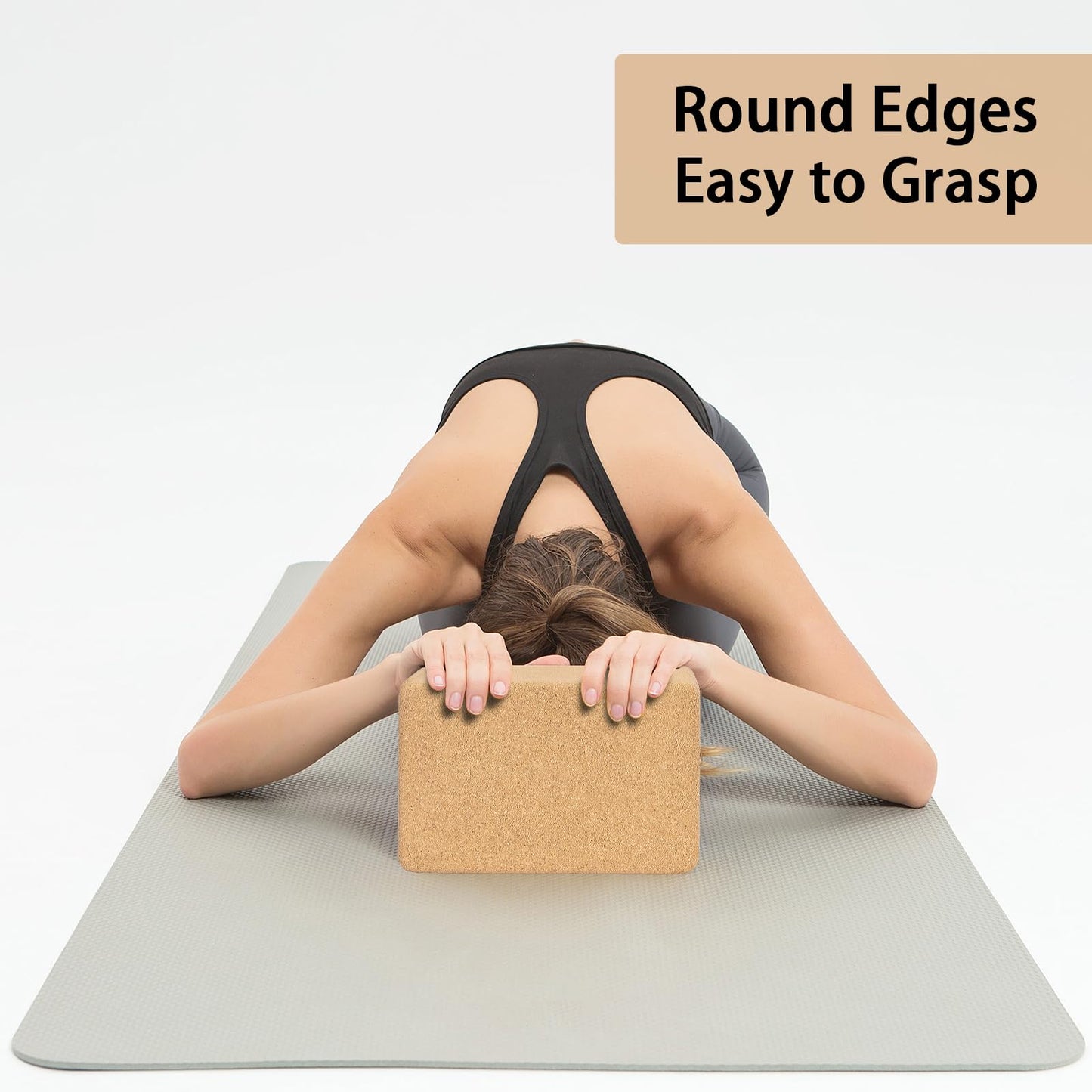 Hatha Yoga Cork Yoga Block, Natural Cork from Portuguese, Premium Brick 9"x6"x4", Eco-Friendly Yoga Accessories for Yoga, Pilates & Stretching