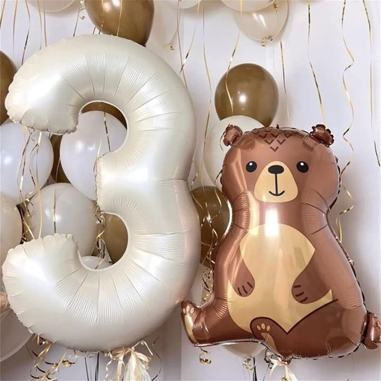 Skiennix 40-Inch Beige Number 10 Balloons - Helium Foil for 10th Birthday Celebrations | Ivory White & Cream