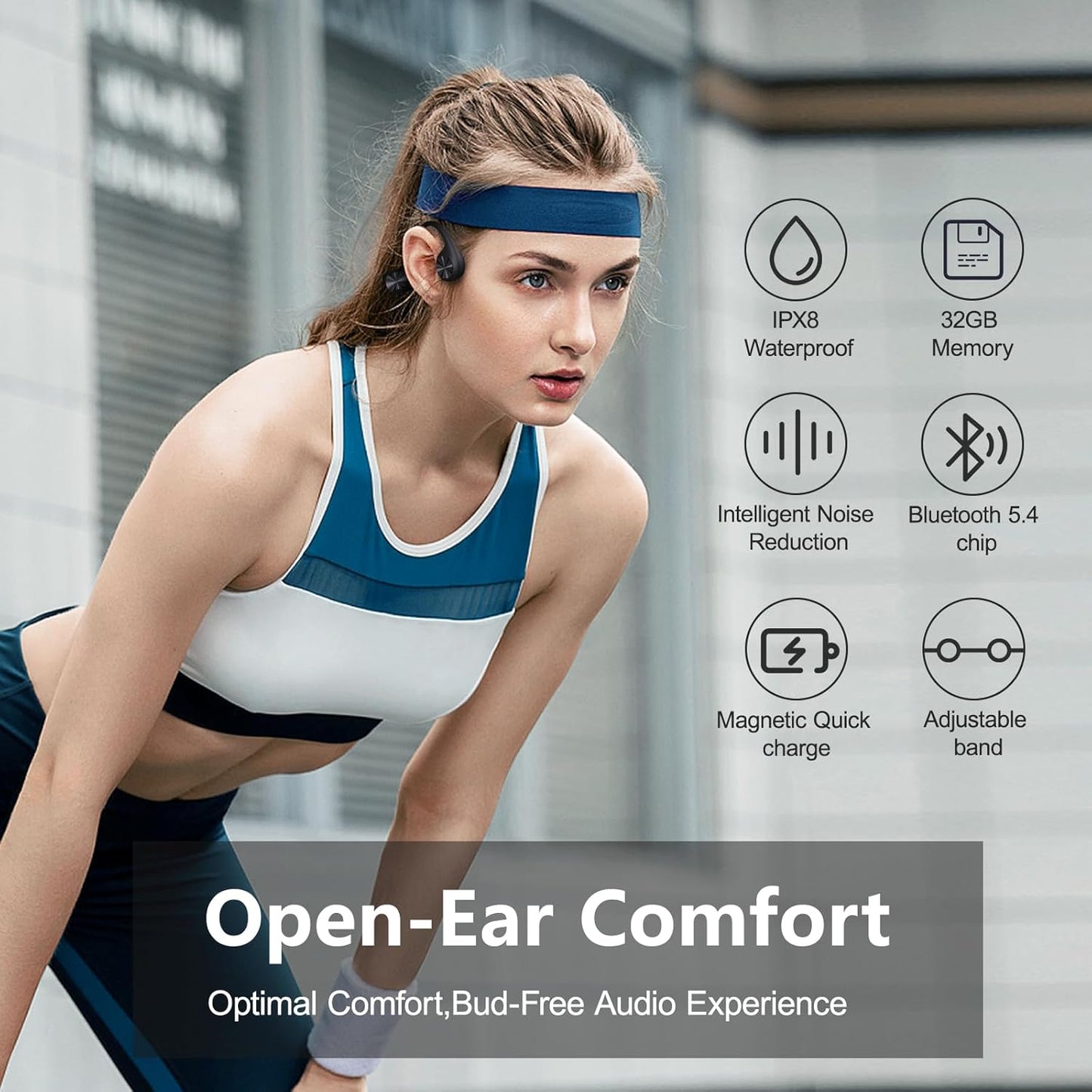 Swimming 5.4,IPX8 Earbuds,32G MP3-Player Swimming,Open Headphones,Bone Conduction Headphones Bluetooth Waterproof