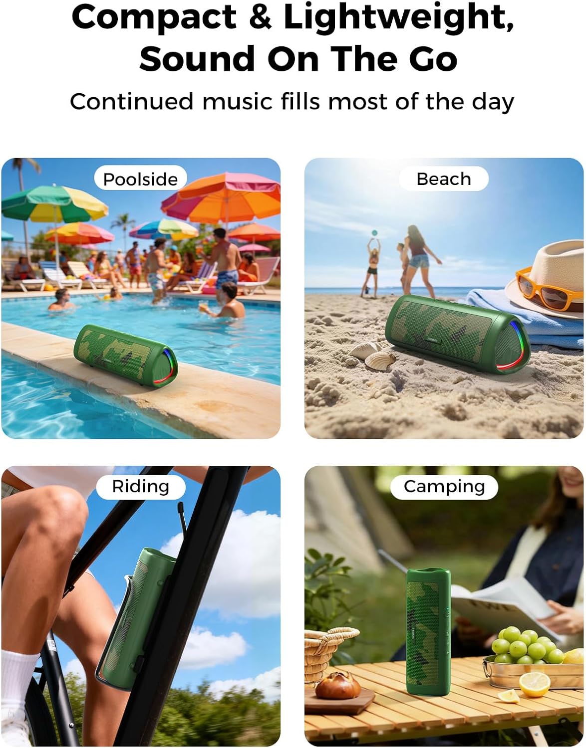 BolaButty IPX5 20H BT5.3, Bluetooth Speaker with HD Sound, Portable Wireless, Waterproof, Up to Playtime, TWS Pairing
