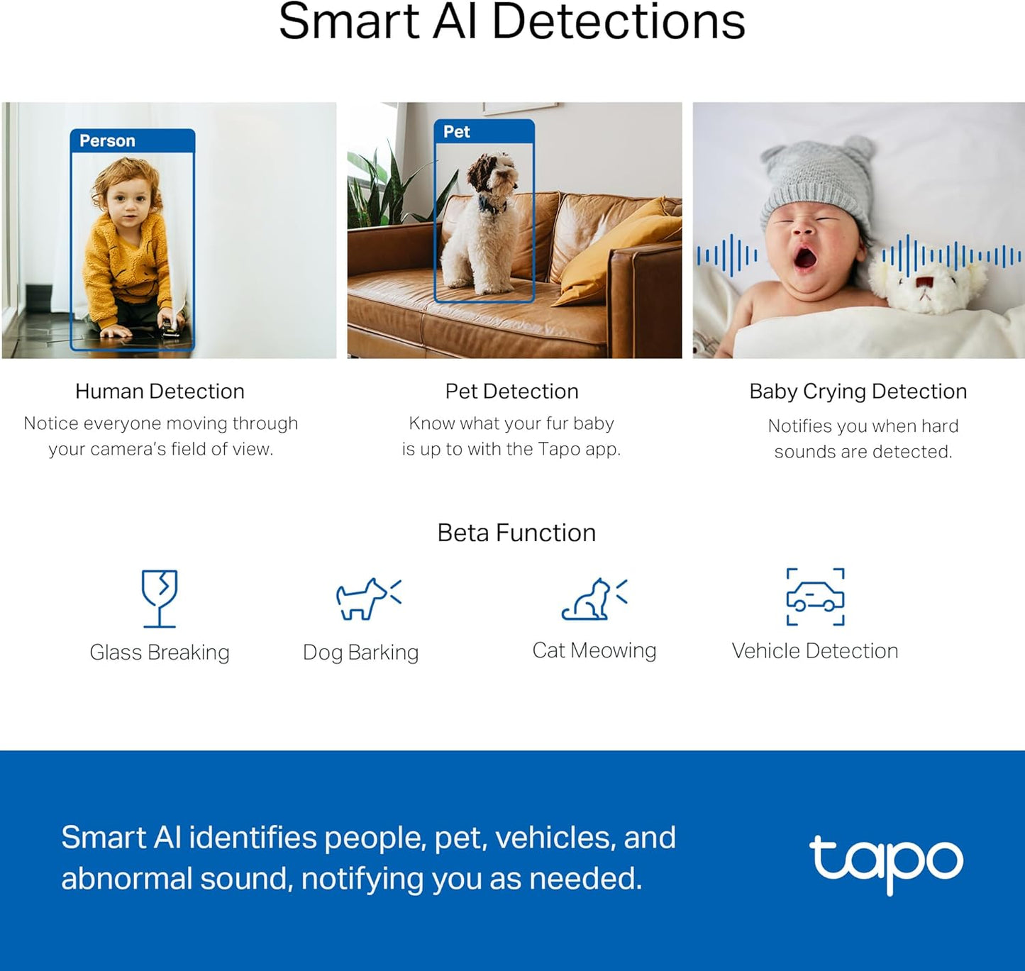Tapo 2K 2-Way C220) TP-Link QHD Pan/Tilt Security Camera for Pet Camera, Baby Monitor, Motion Detection, Motion