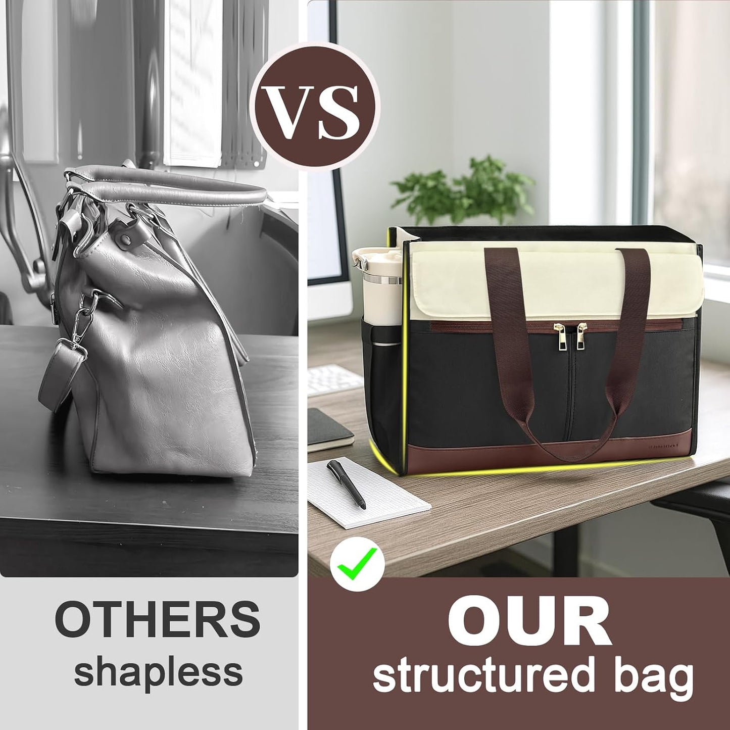 15.6 Inch Laptop Bag for Women - Tote Work Bag with Compartments Nurse Teacher Bag Large Lightweight Office Handbag