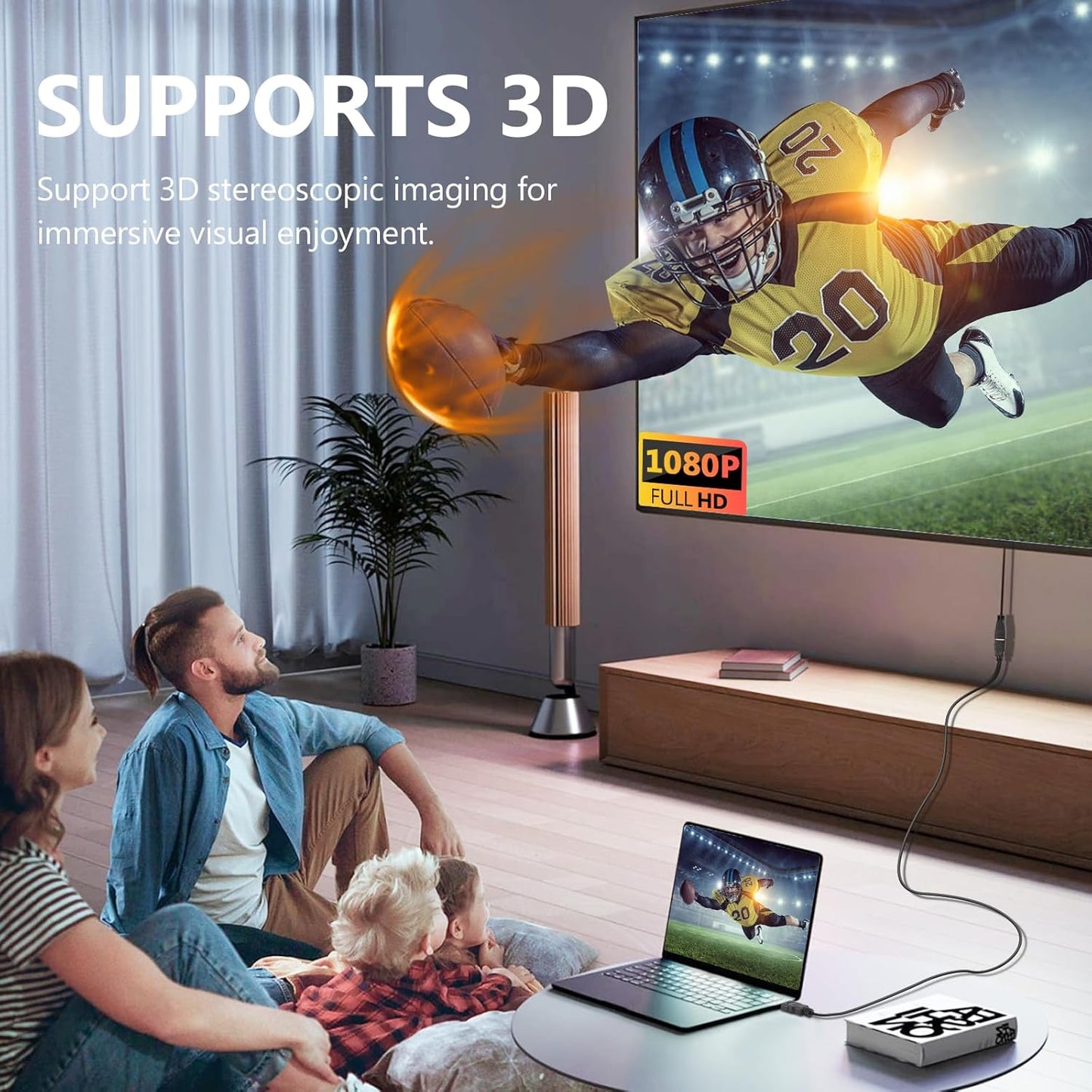 SAISN 5 2 Pack 1080P HDMI Extension Cable Feet, HDMI Extender Cable High Speed HDMI Male to Female Adapter Cable HDMI