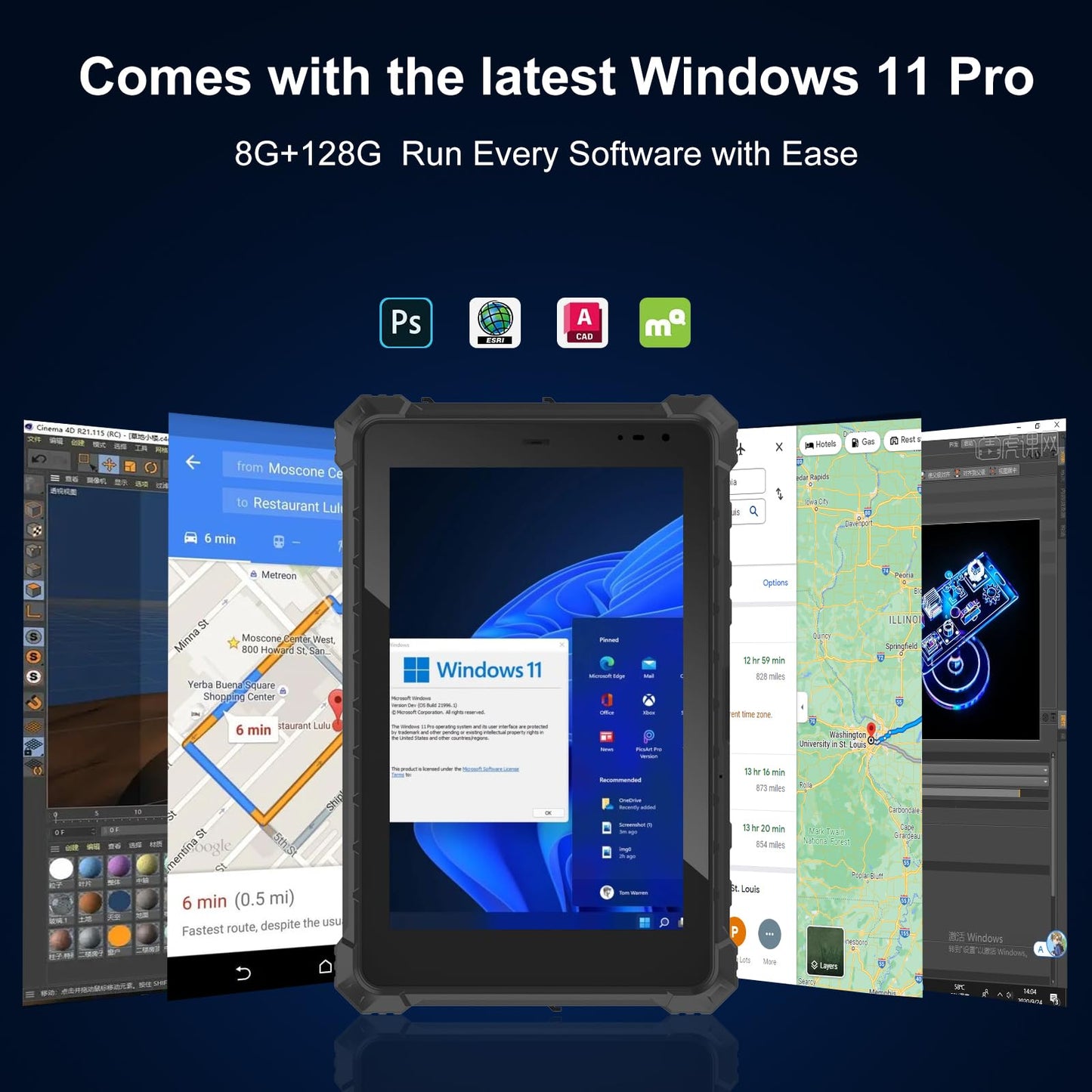 CENAVA Rugged Tablet W10N,10.1 Inch Windows 11 Pro,8GB+128GB,Intel N5100,IP68 Waterproof,700nit Sunlight Readable,4G,LTE,GPS,WiFi 6 Heavy Duty Industrial Outdoor Work Tablet PC