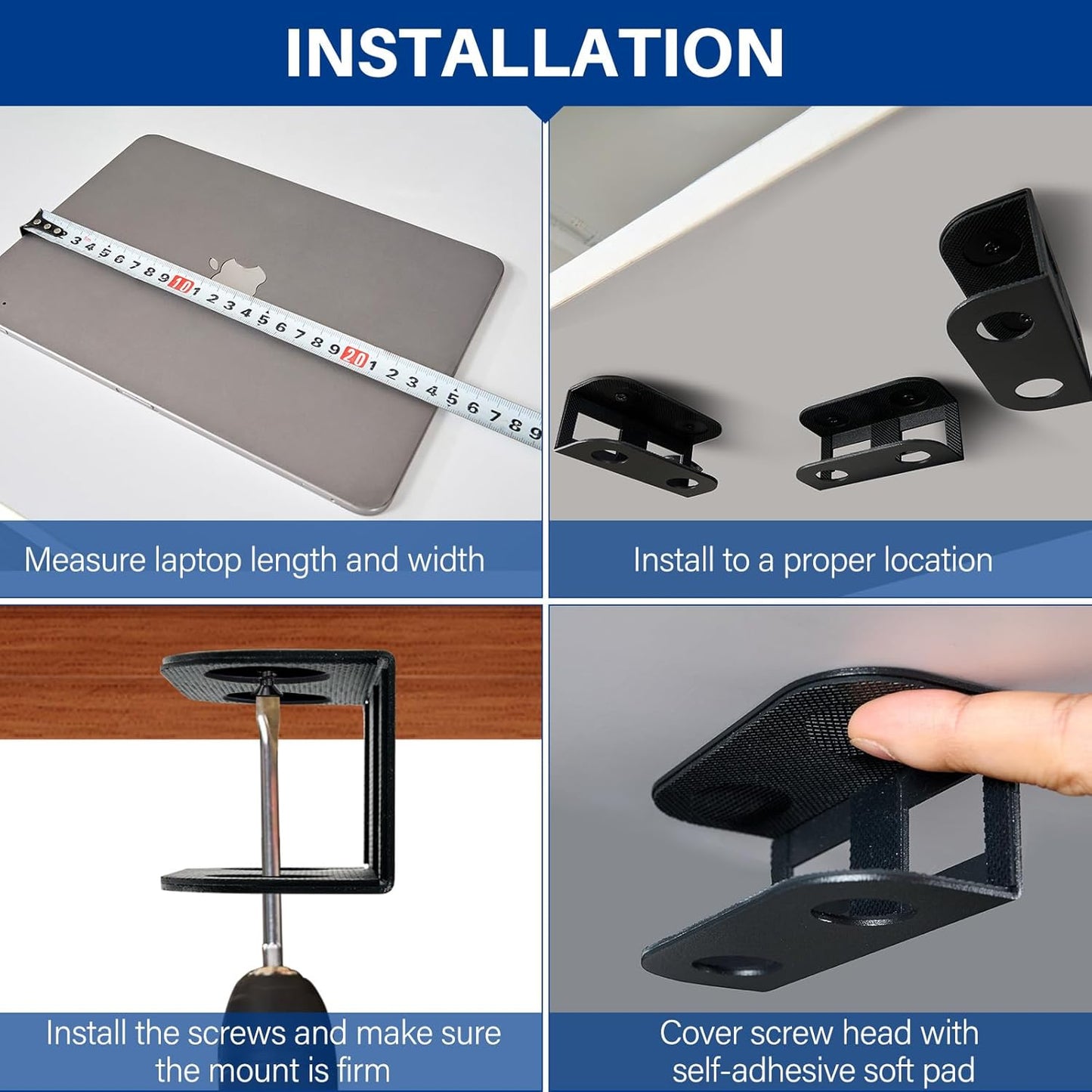 1.37" BYMECOST Under Desk Laptop Storage Mount, Metal Under Desk Device Holder, for Devices Up to Thick, MacBook, Mini