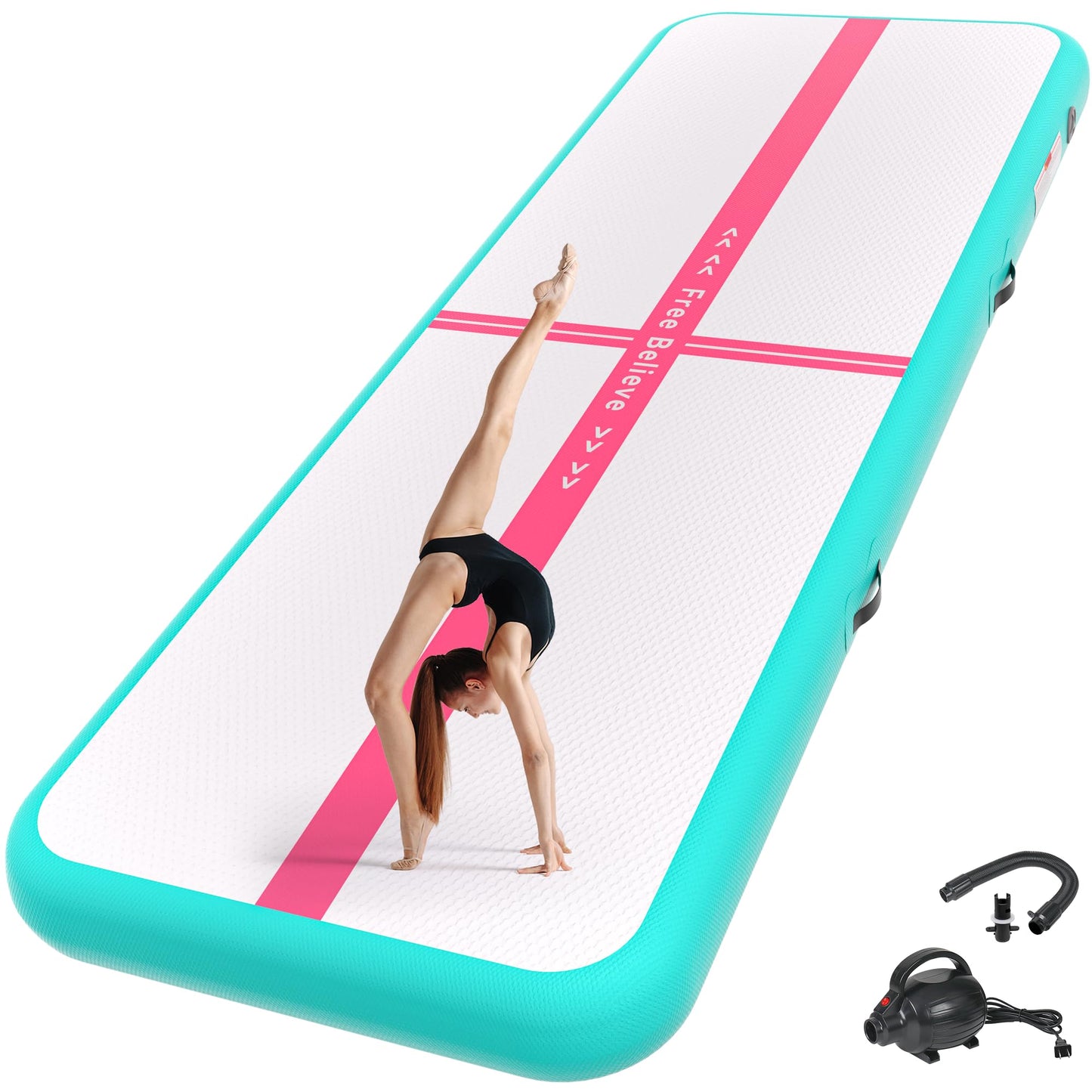 Gymnastics Air Mat 10/13/16/20Ft Inflatable Tumbling Track Mats with Pump 4/6 Inches Think Tumbling Mats Blow Up Training Mat for Home Yoga Cheerleading Water
