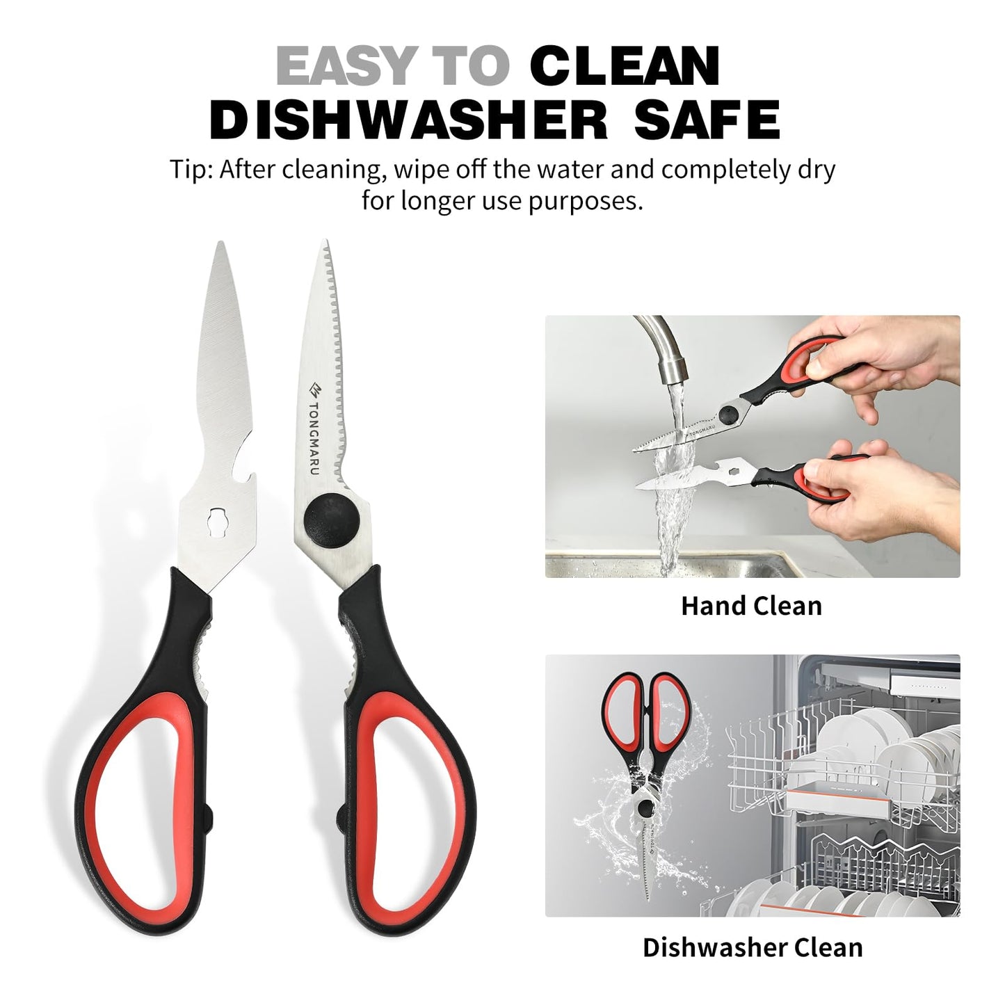 Kitchen Cooking Shears Heavy Duty Kitchen Scissor with, Detachable, All Purpose Scissors, Dishwasher Safe Scissors, Serrated Blades, Nutcracker and Bottle Opener function included (2 Pack)