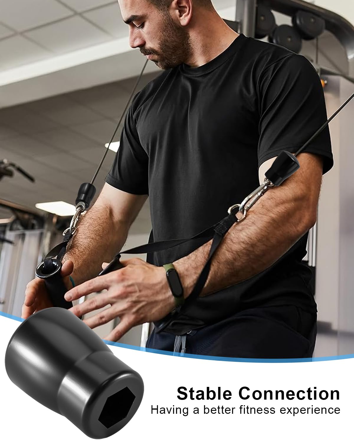 TIKSCIENCE Gym Fitness Cable Ball Stopper Ends for 5mm/6mm Home Gym Machine Accessories, Gym Machine Cable Stopper Ball Rubber Steel, Fitness Equipment Wire Rope Port Joint