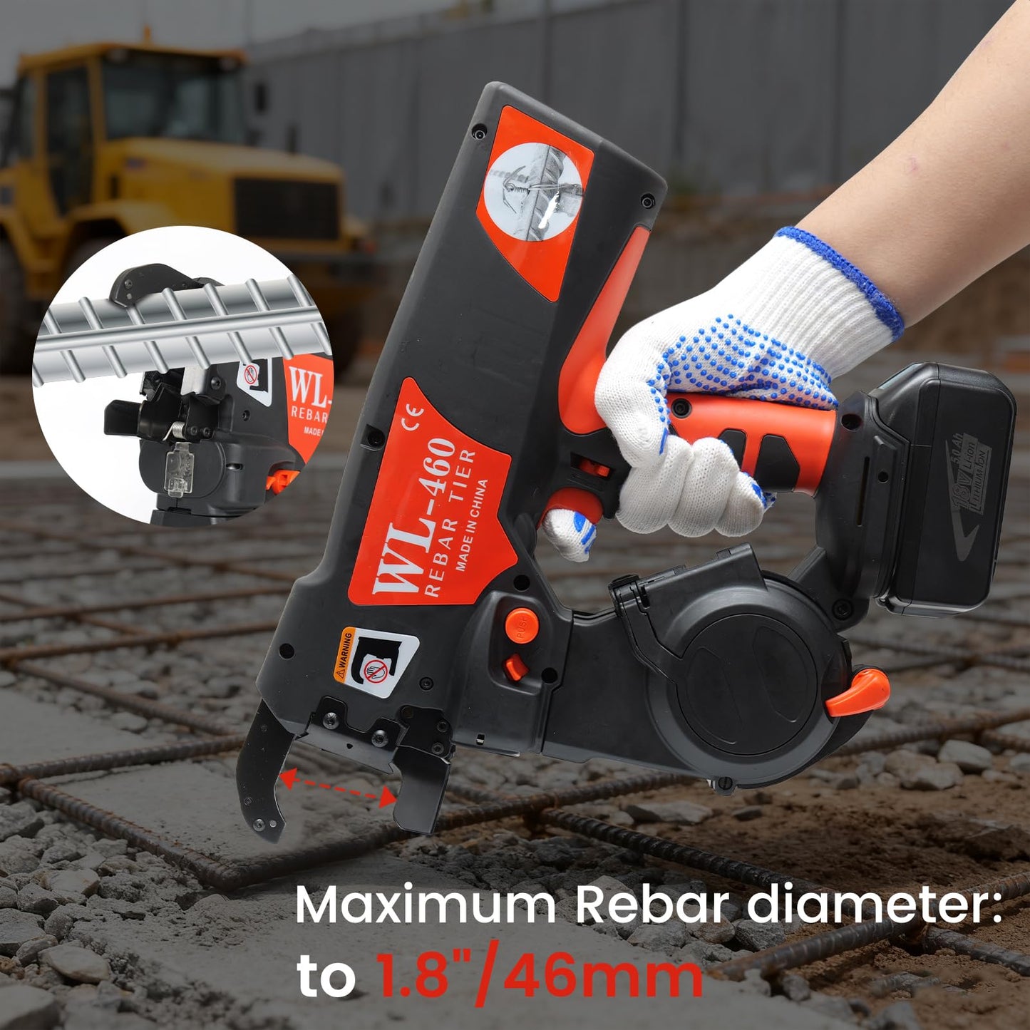 SDLOOL Automatic Rebar Tying Machine Rebar Tier Gun up to #7 x #7 with 19ga(1.0mm) Wire, 2 x 18V 5000mAh Battery Handheld Rebar Tying Tools