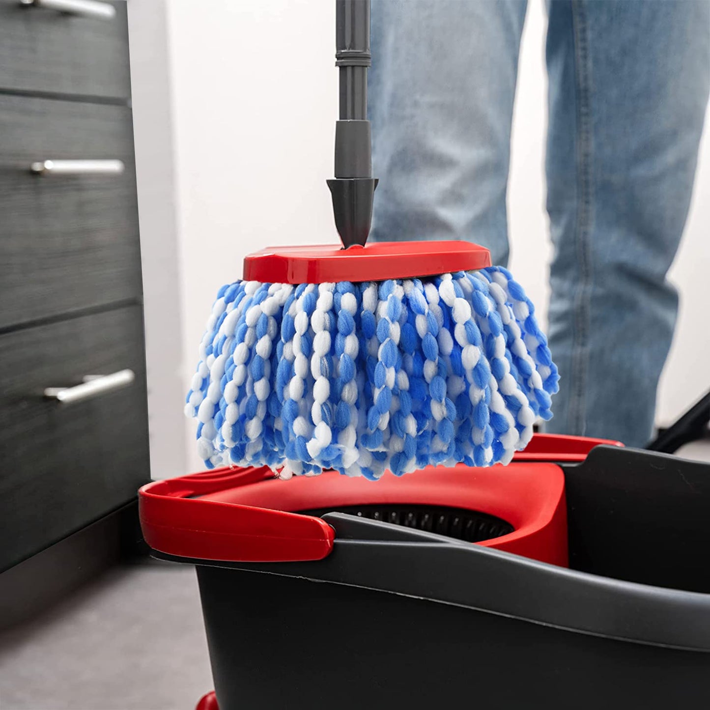 Spin Mop Replacement Head Compatible with O-Ceda 2-Tank Dual System RinseClean Microfiber Spin mop Refill for O Ceda Mop Replace Head (4 Pack)