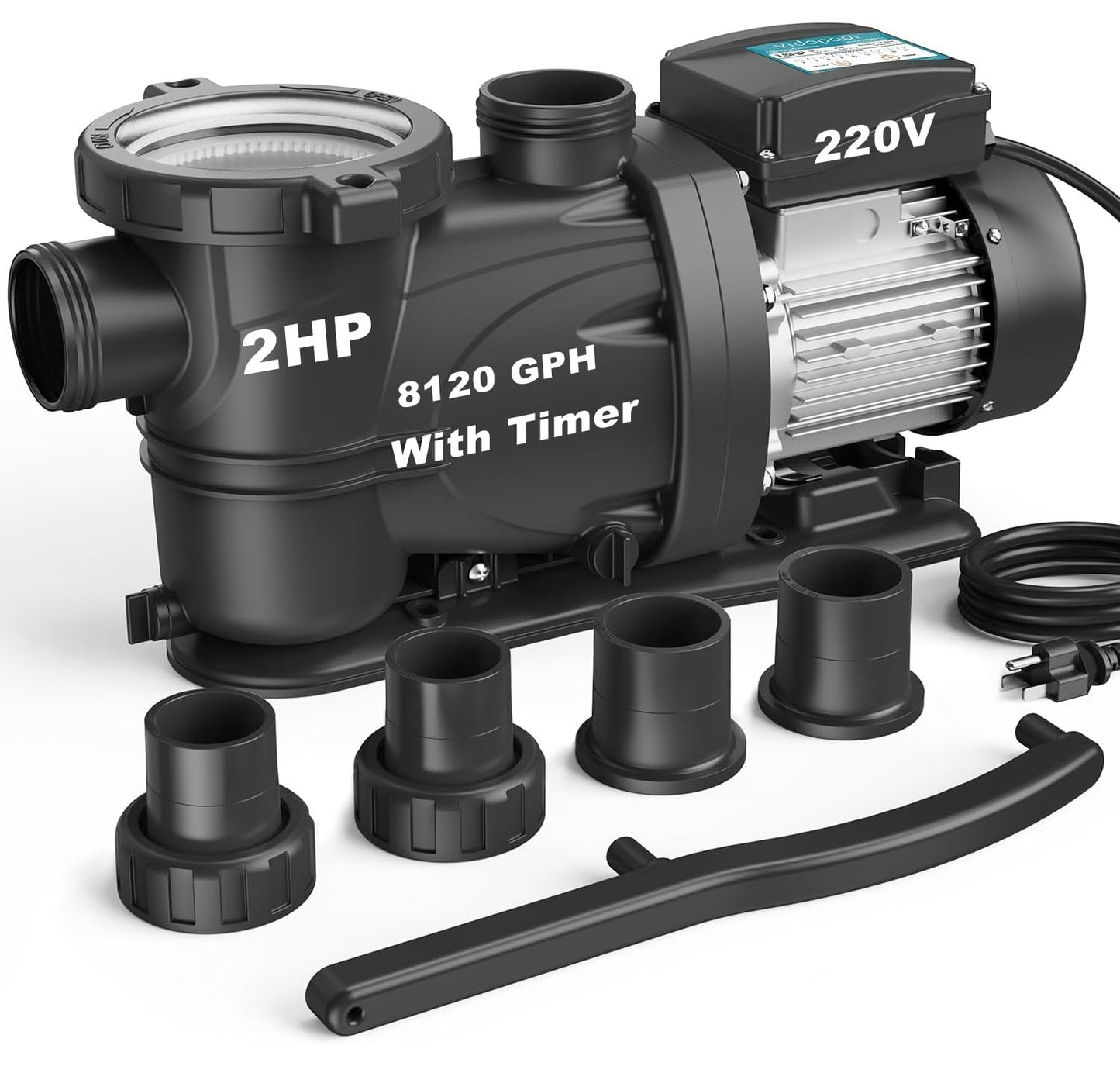 VIDAPOOL In/Above Ground Pool Pump Self Primming High Flow,Dark Grey