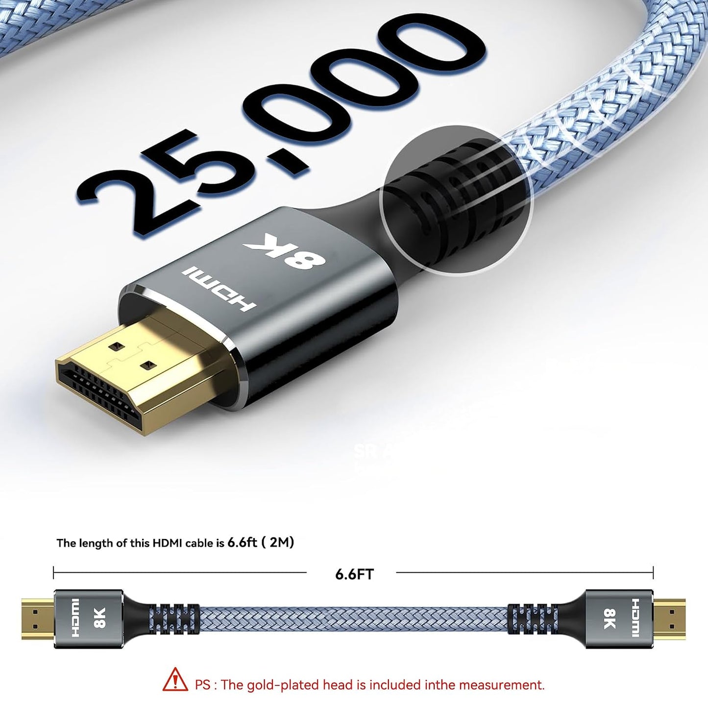 Generic 2M (6.6FT) 48Gbps 8K@60Hz, 4K@120Hz, HDR10, 2.2/2.3, PS3/4/5, Kirei V Wire Ultra High Speed HDMI Cable