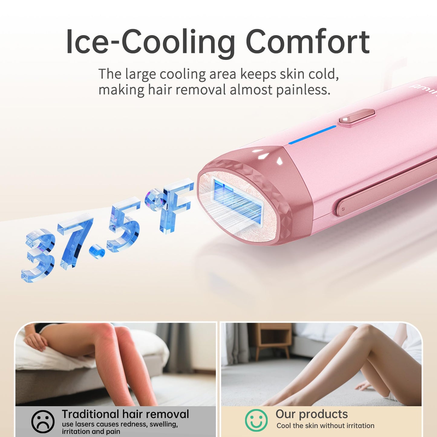 Amifiy Ice Cooling IPL Home Use Hair Removal Device, Laser Hair Removal Machine Painless Epilator for Women Men, 3 Energy Levels & 2 Modes, Face Body Use with Razor & Glasses