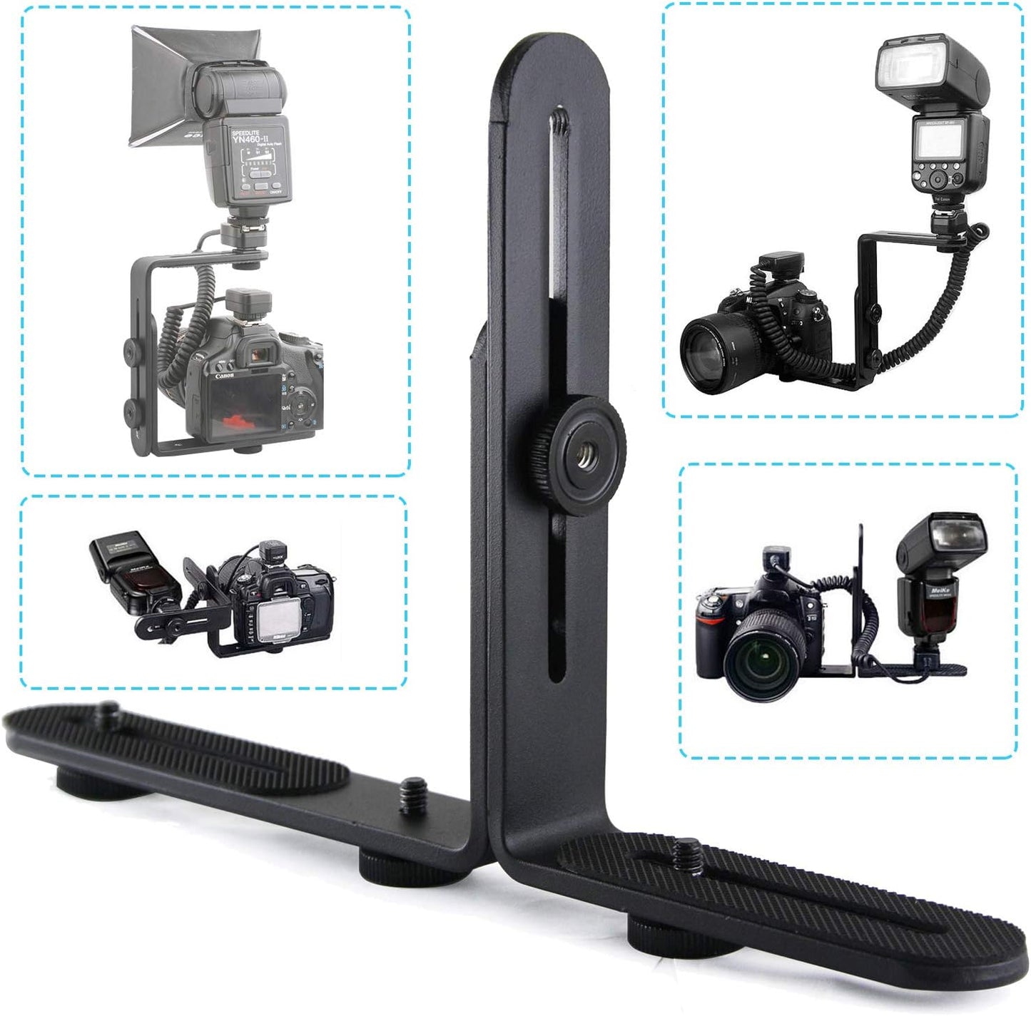 Metal Aluminum Alloy L-Shape Camera Flash Bracket for DSLR & SLR