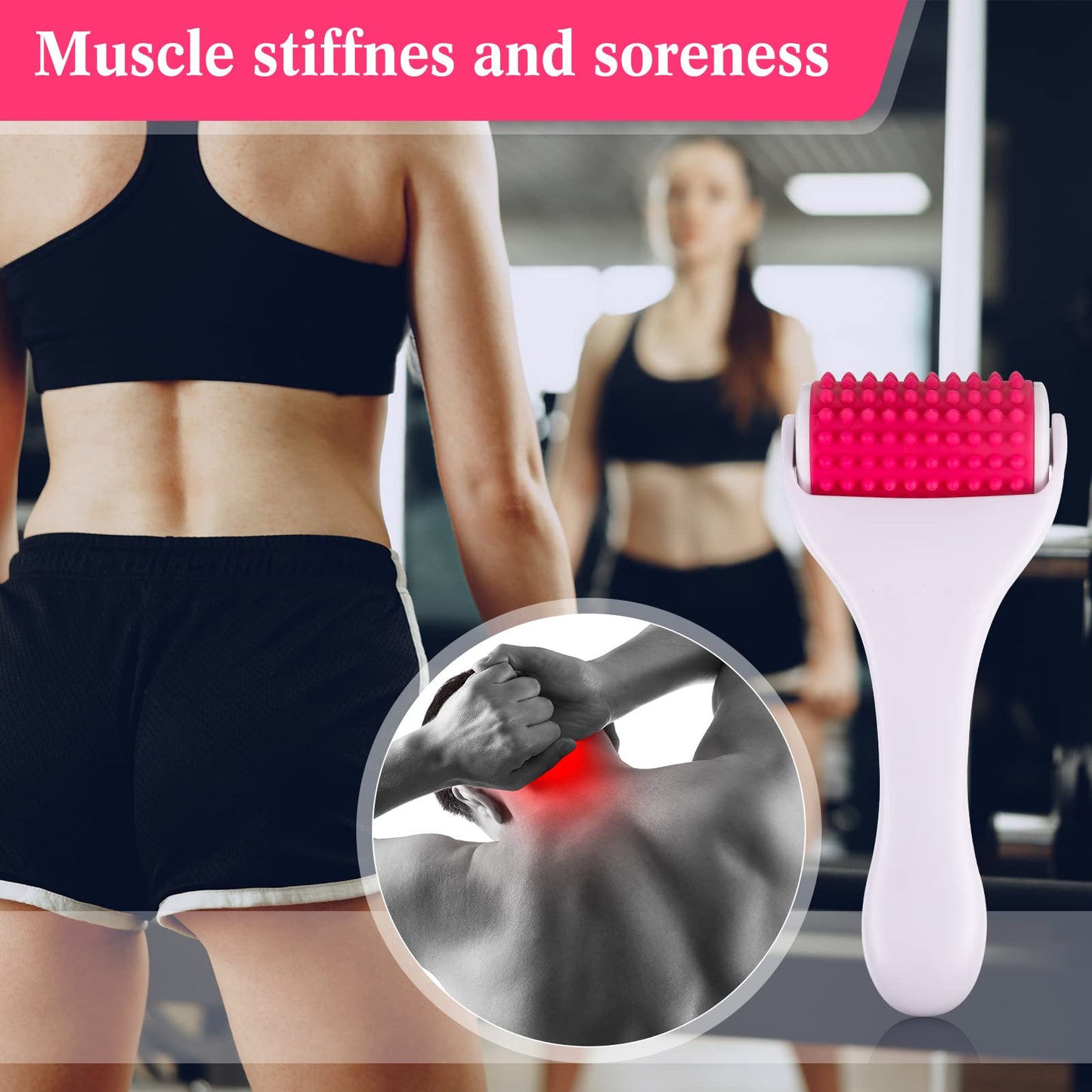 Tondiamo 2 Pcs Muscle Roller Gifts Stick Fascia Body Cellulite Face Muscle Massage Roller Manual Massage Tools for Relief Neck Arm Back Leg Body Deep Release(White,Silicone)
